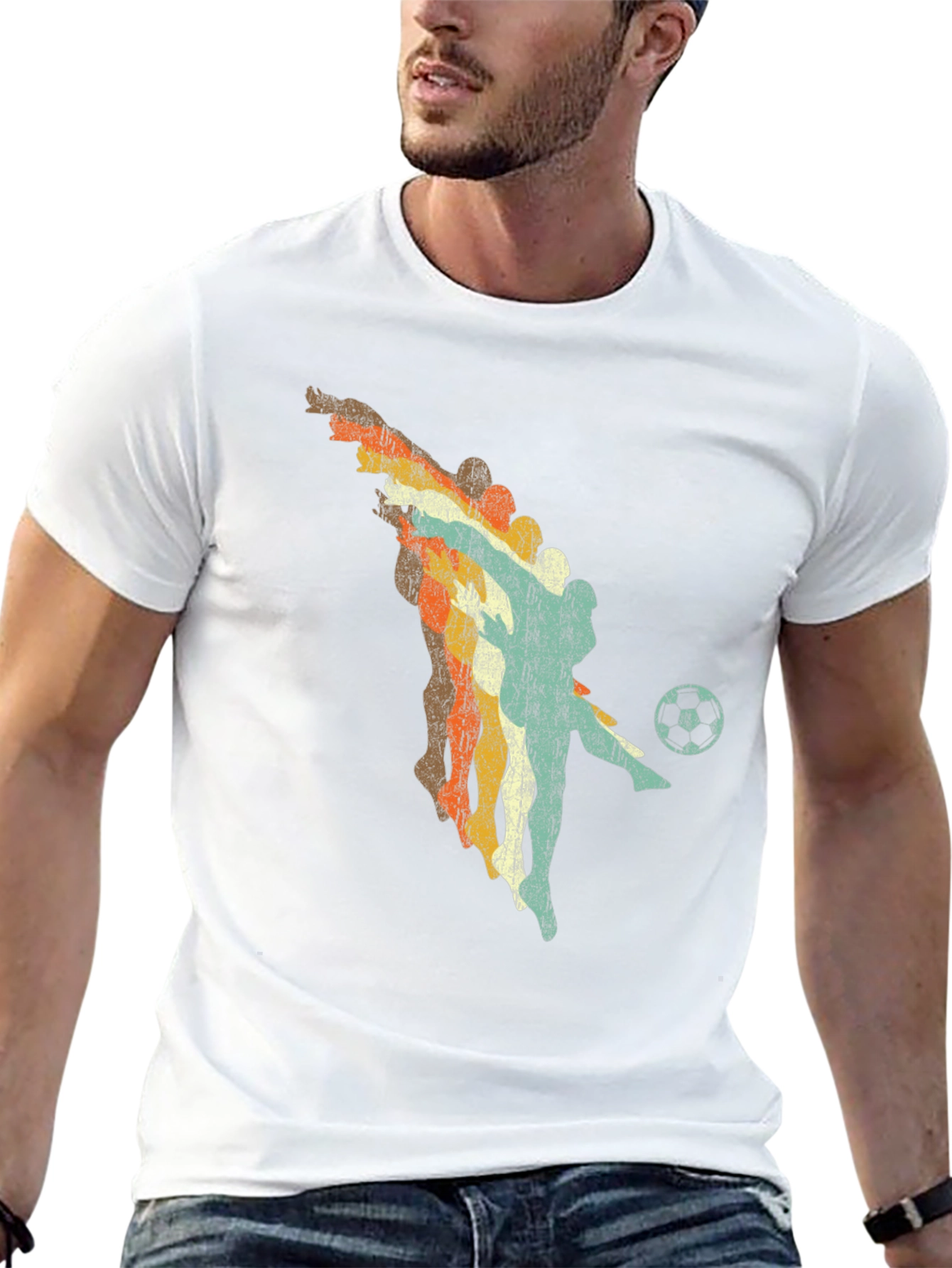 Retro Soccer Player Black Graphic Tee