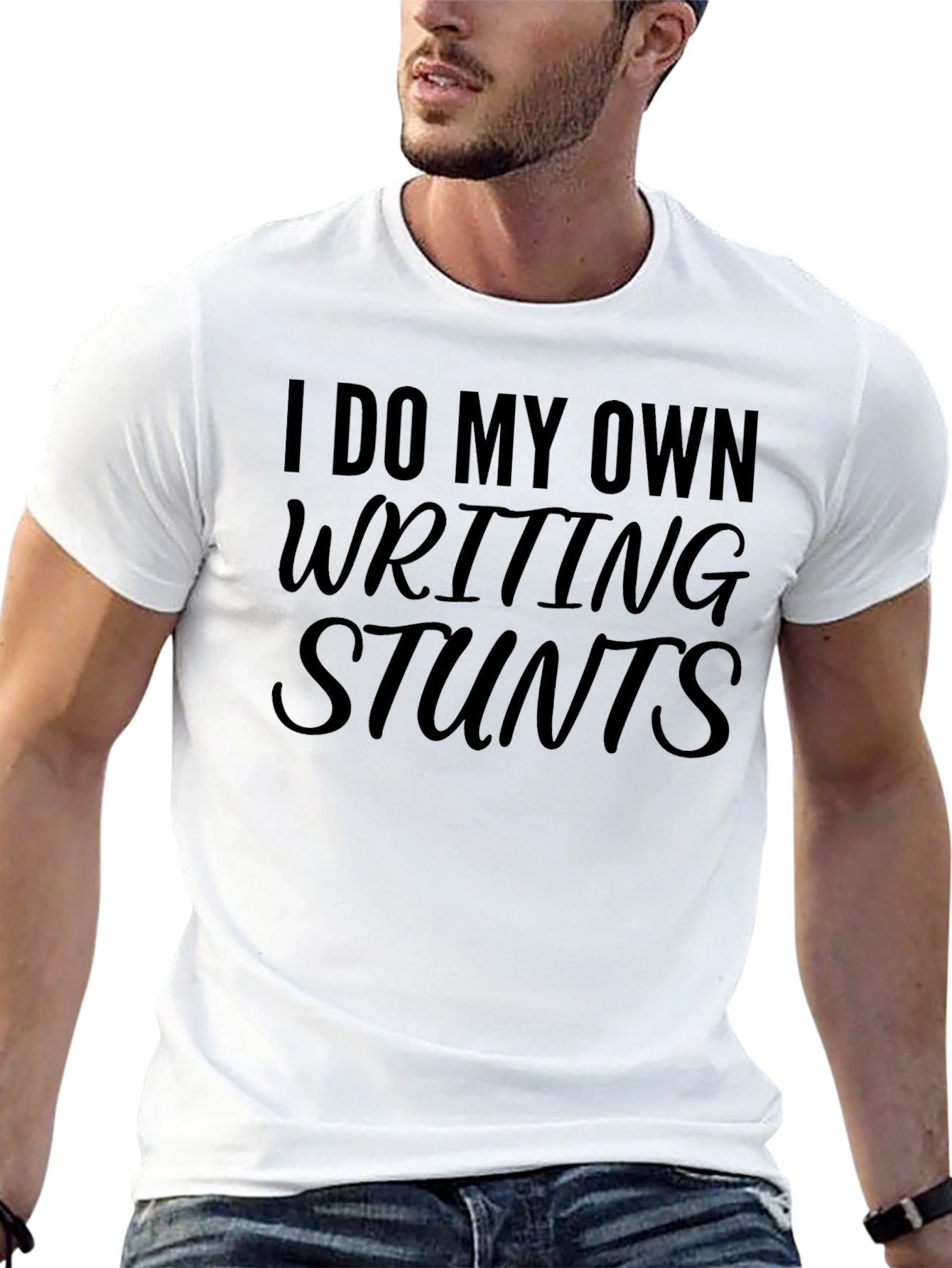 I Do My Own Writing Stunts T-Shirt - Black