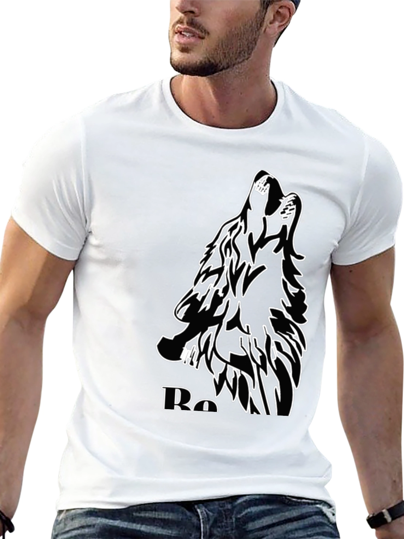 Black Wolf Graphic Tee - Howling Design