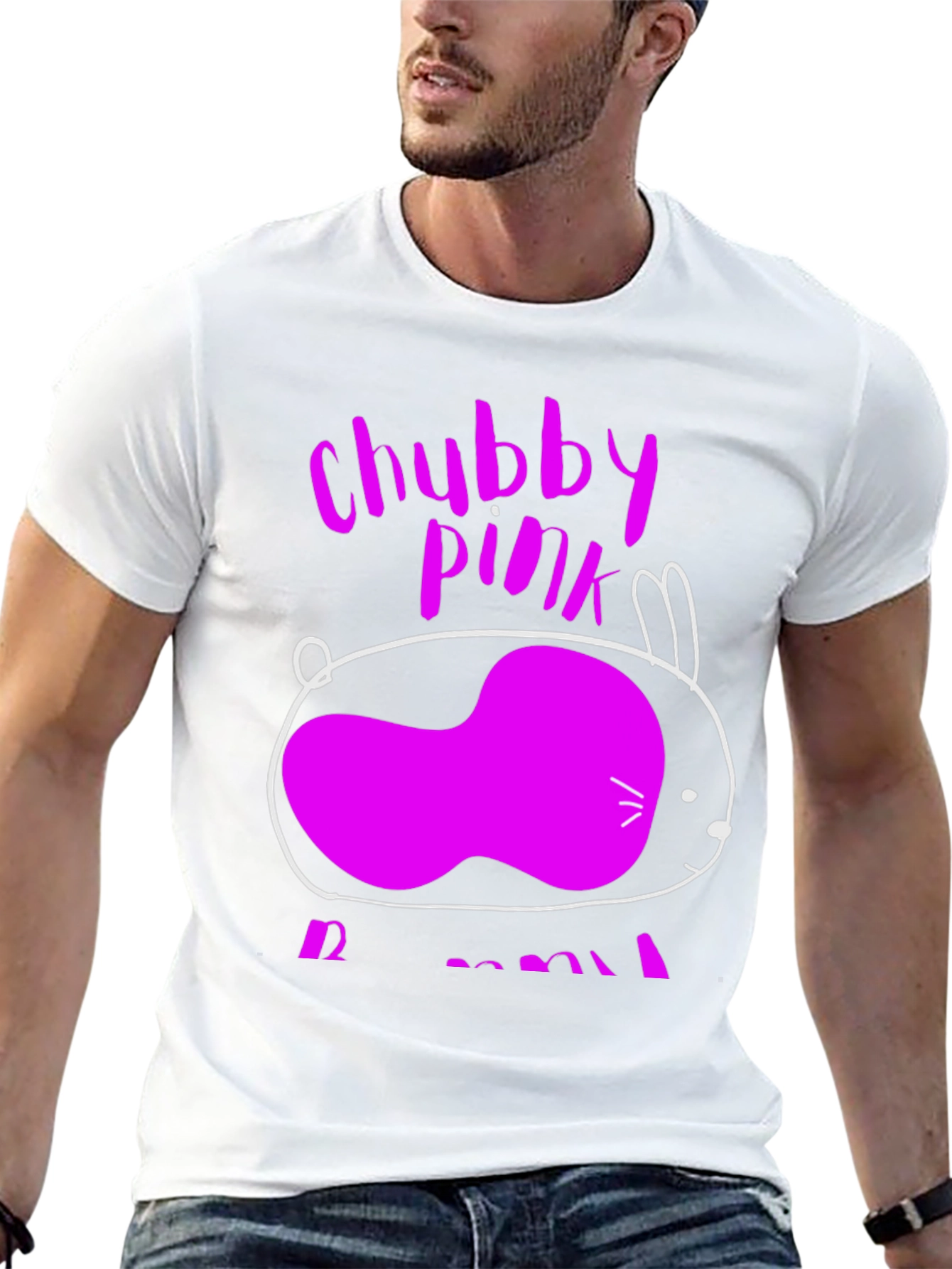 Chubby Pink Bunny Graphic T-Shirt
