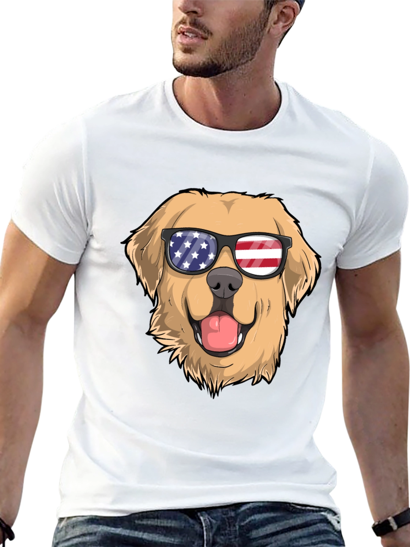Patriotic Pup T-Shirt: Golden Retriever USA