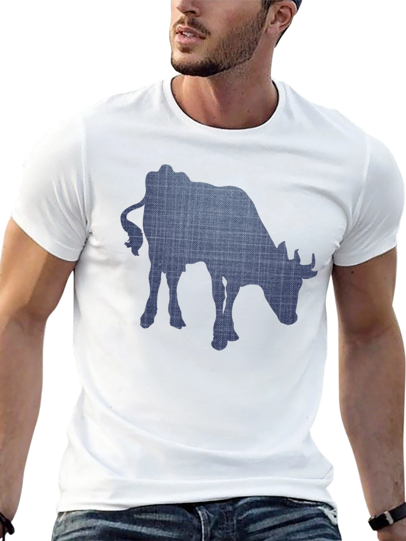 Cow Print Mens Black T-Shirt
