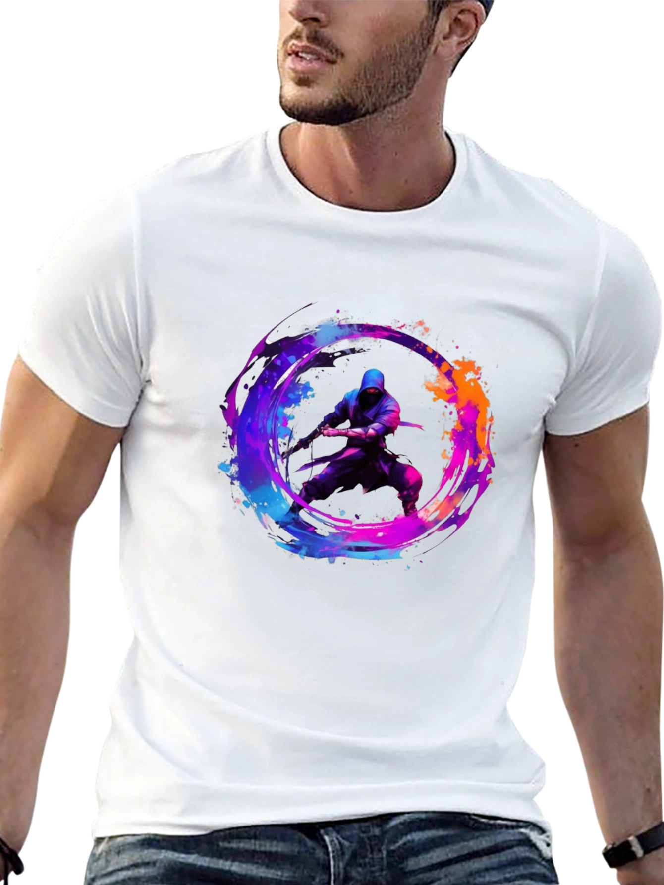 Ninja Warrior Graphic Tee - Black Cotton T-Shirt
