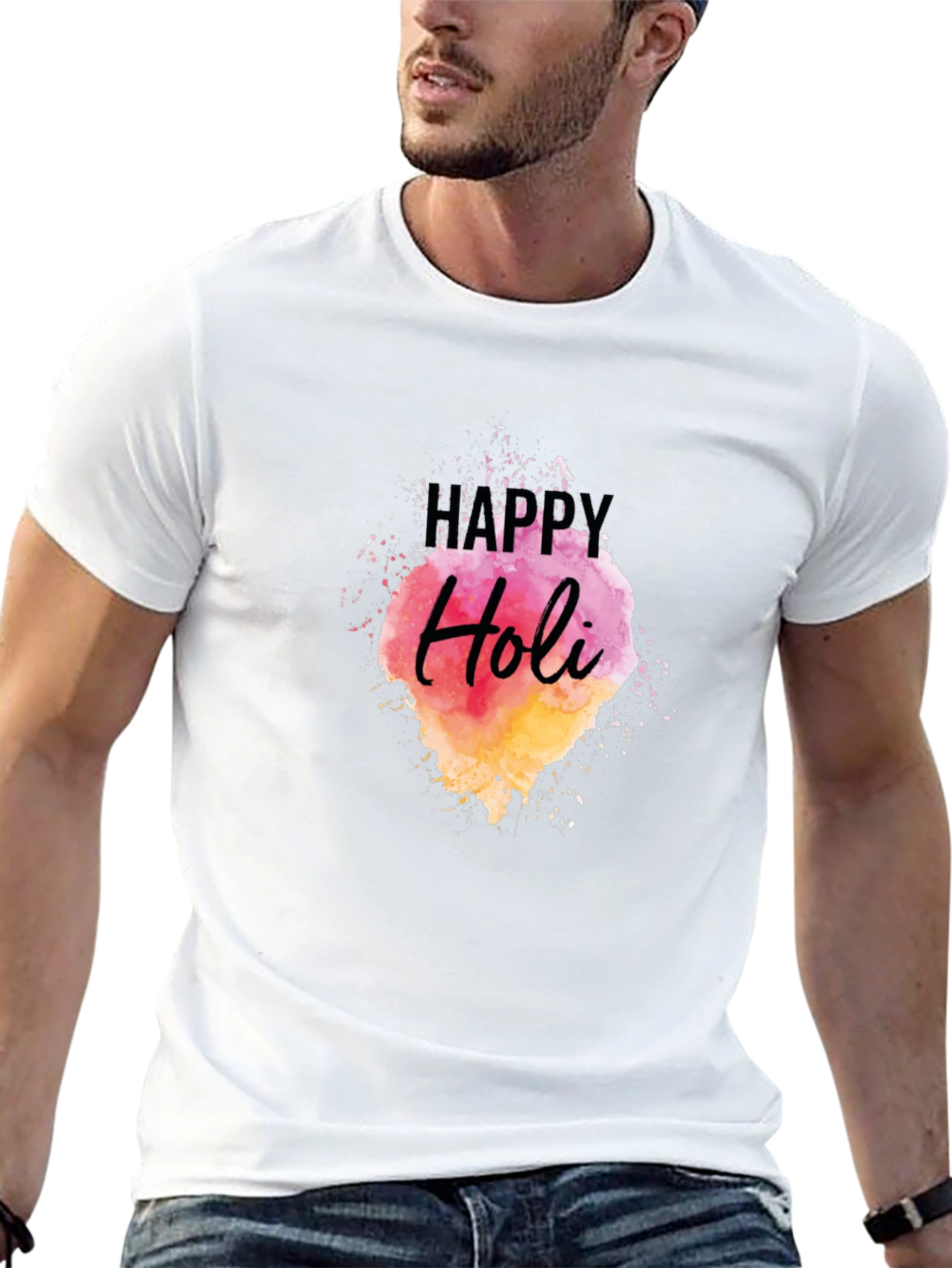 Happy Holi Black Graphic Tee