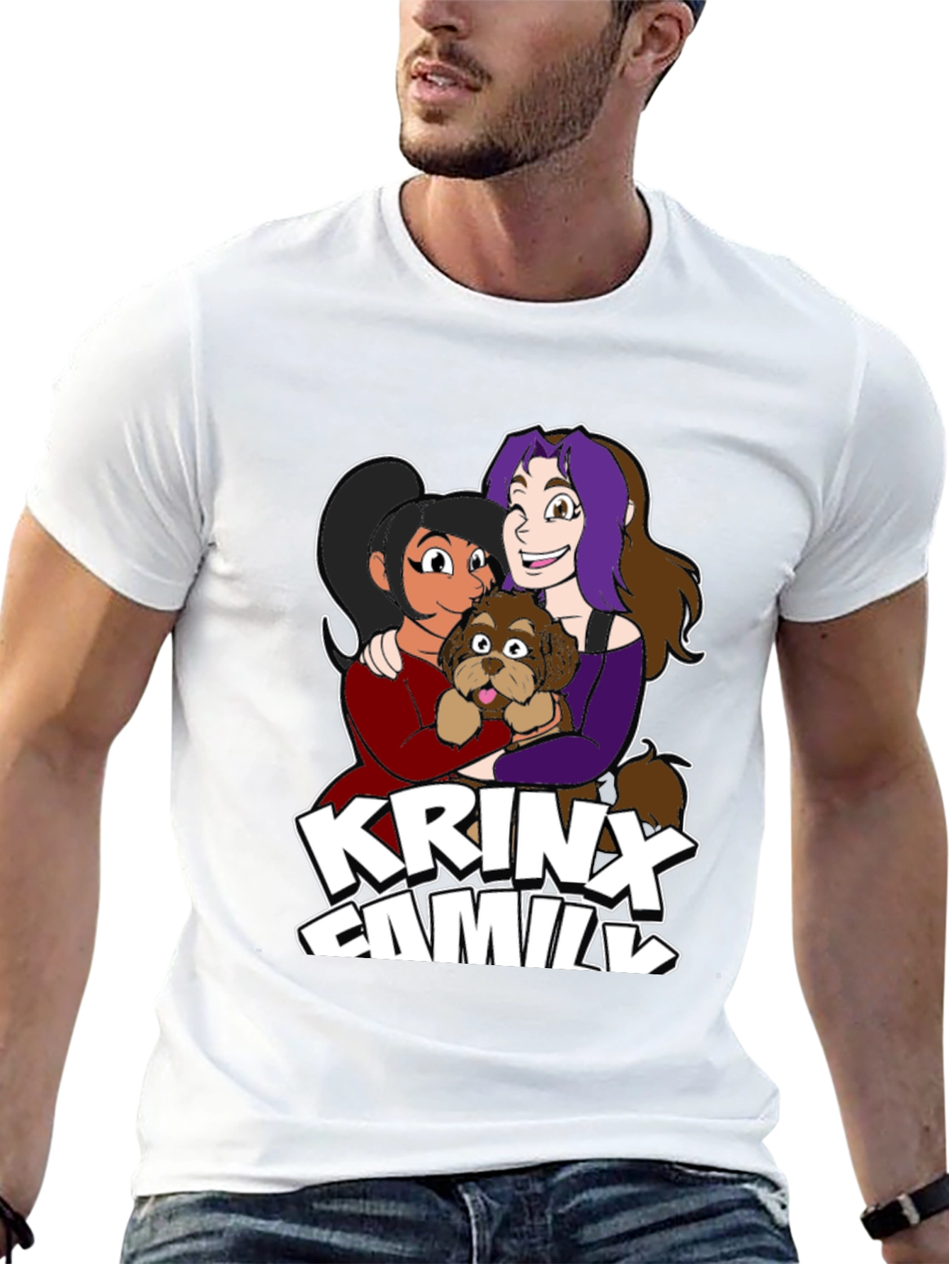 Krinx Family Cartoon Graphic Black T-Shirt