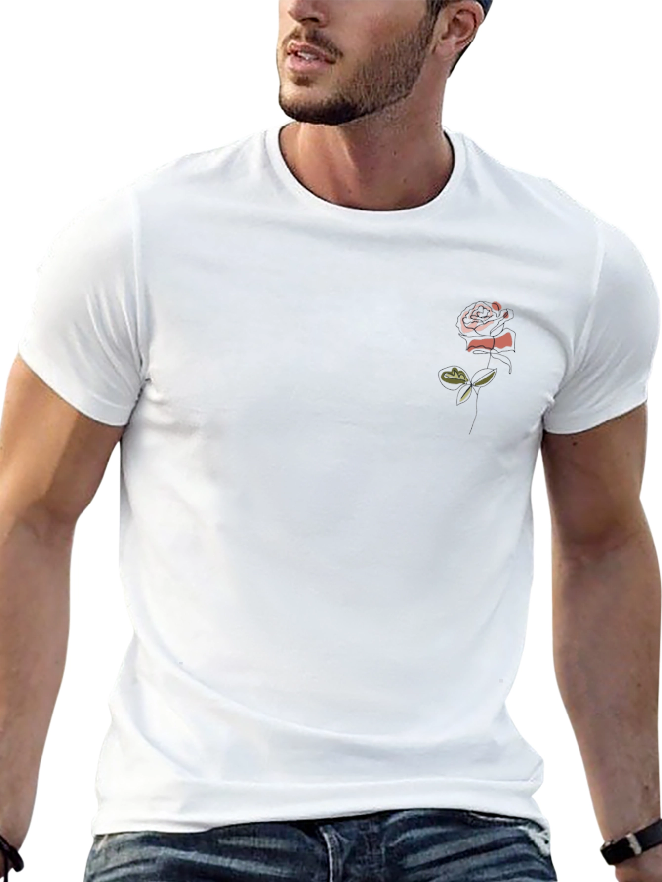 Black T-Shirt with Rose Graphic