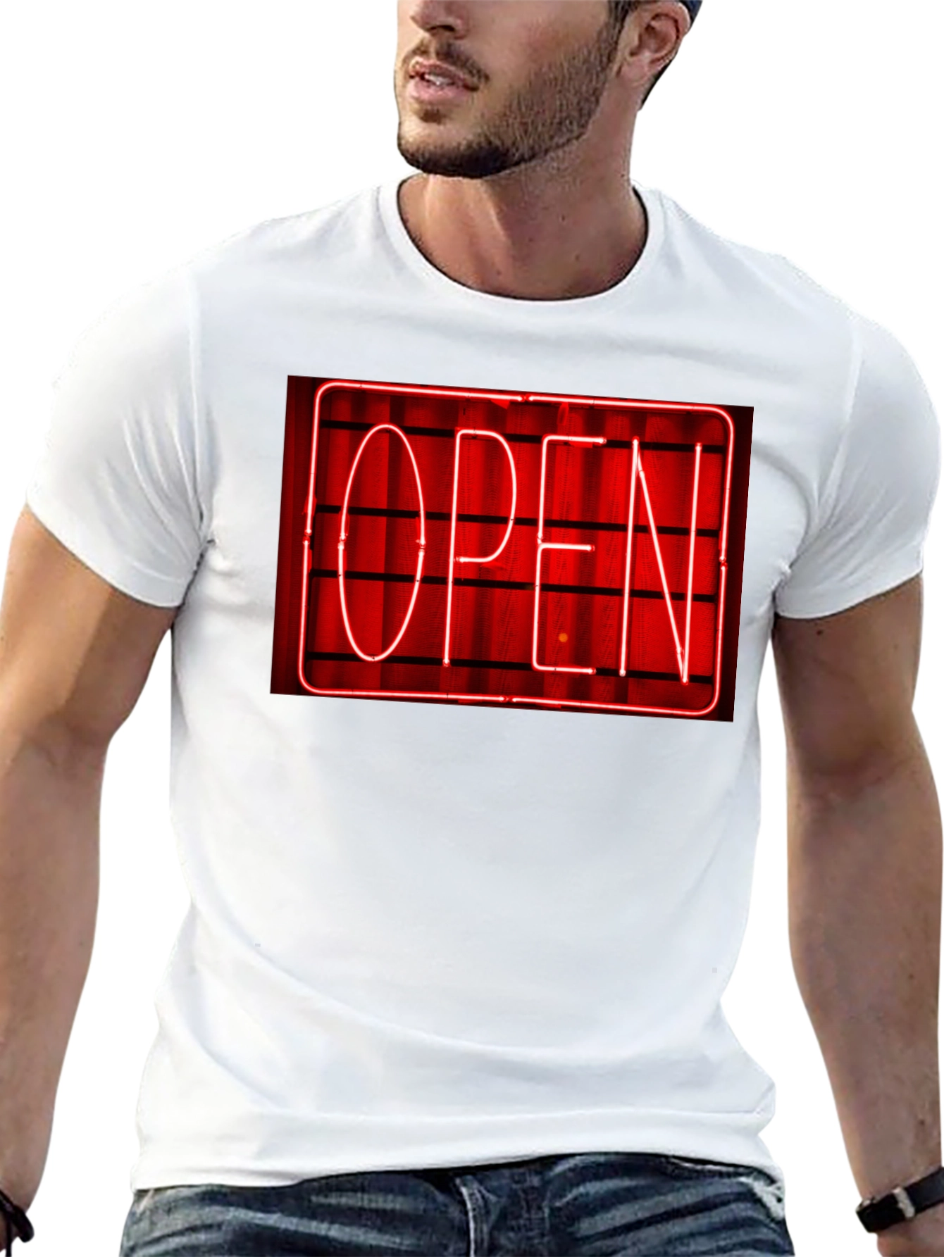 Neon Open Sign Graphic T-Shirt