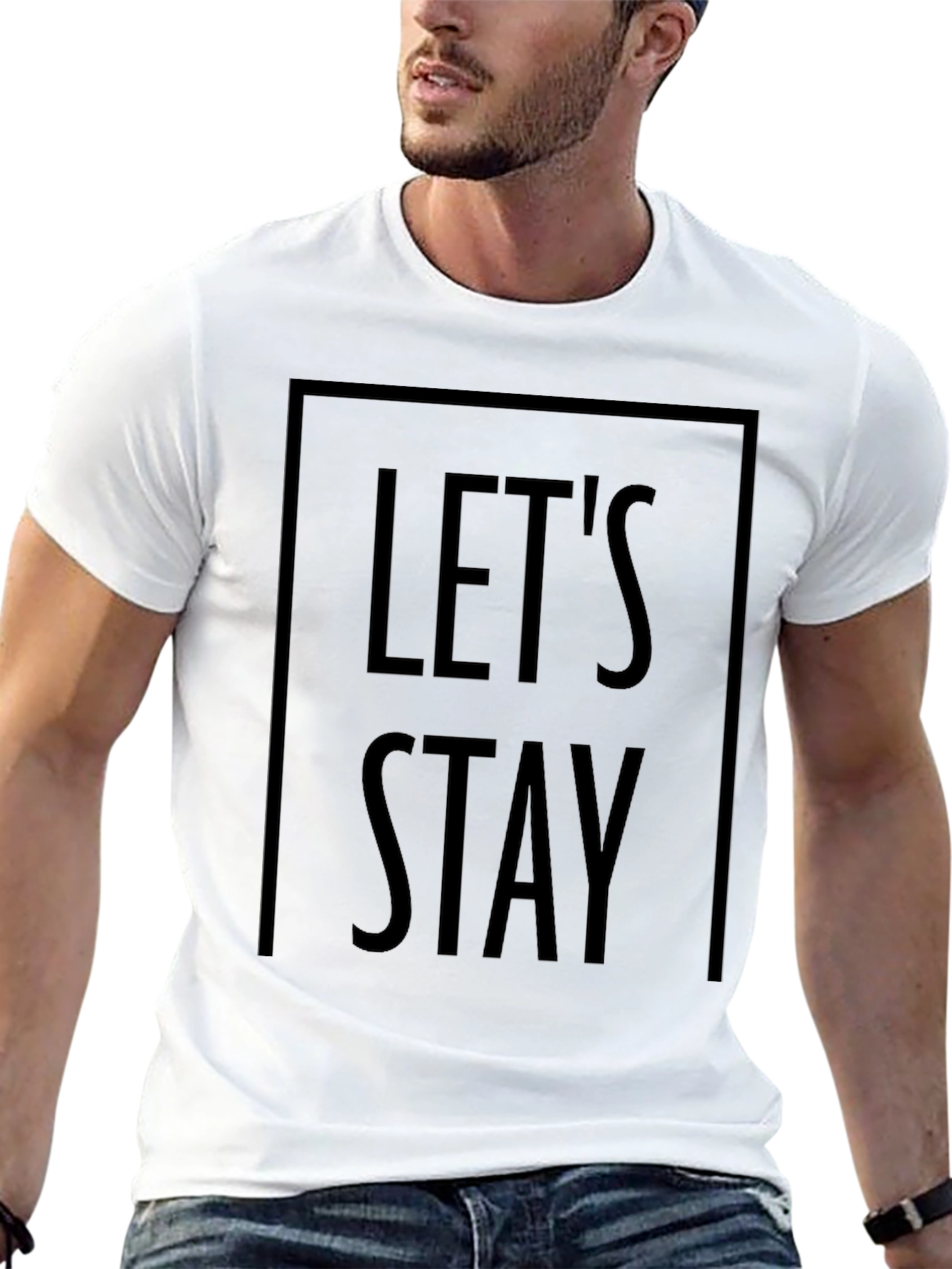 Lets Stay Graphic Tee - Stylish Black Cotton T-Shirt