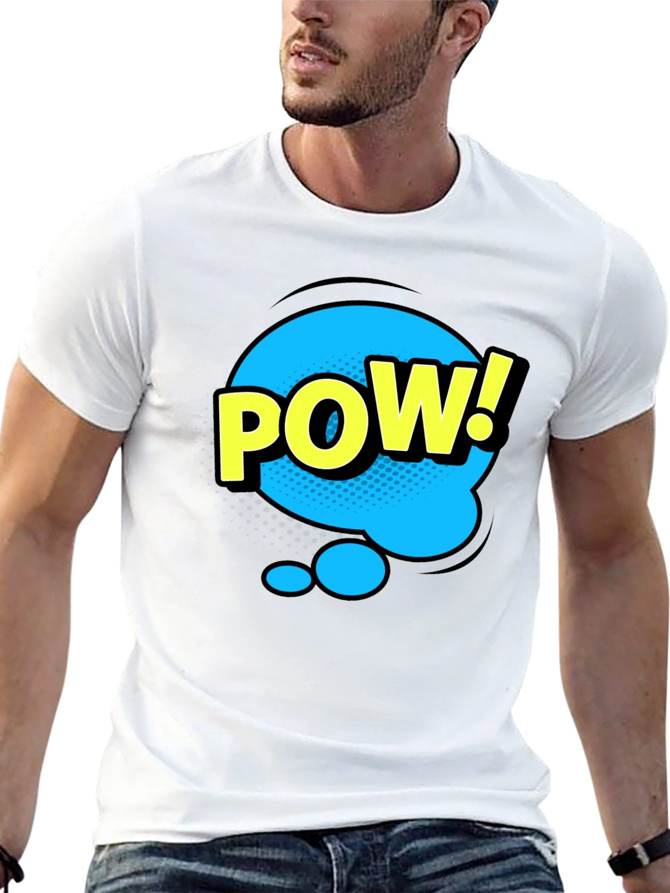 Pow! Graphic Print T-Shirt - Black Comic Style Tee