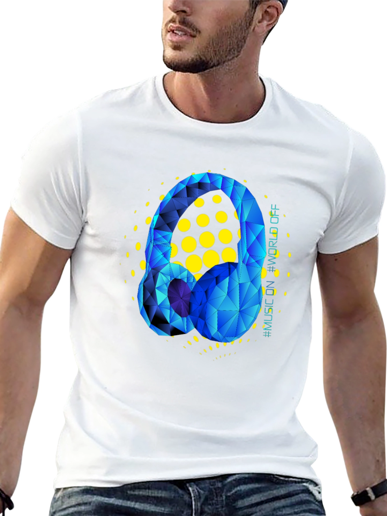 Geometric Headphones Graphic T-Shirt