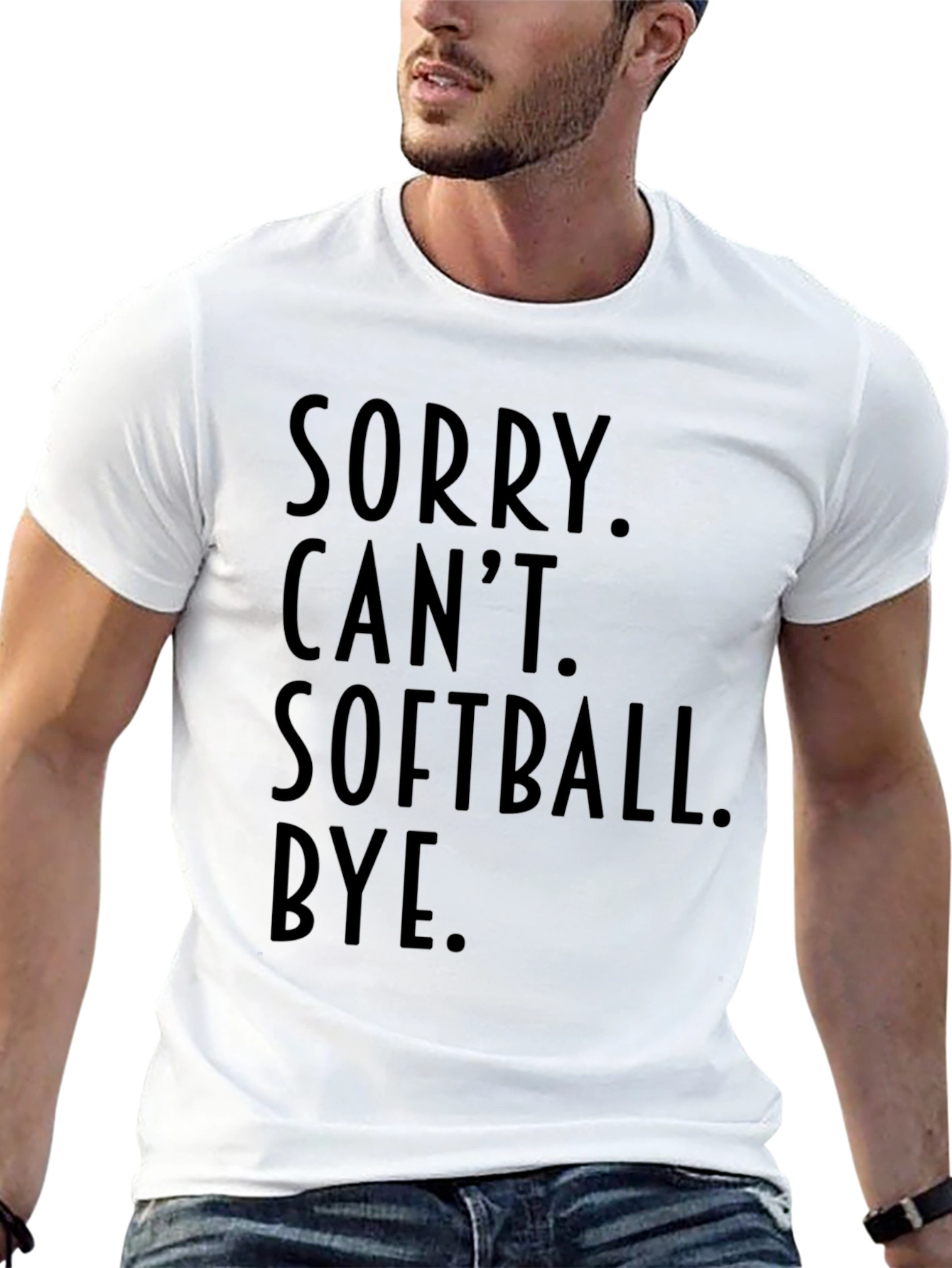 Sorry Cant Softball Bye Black T-Shirt
