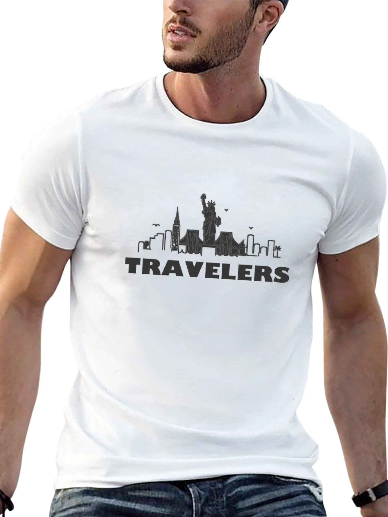 Travelers Graphic T-Shirt - Black Crew Neck Tee