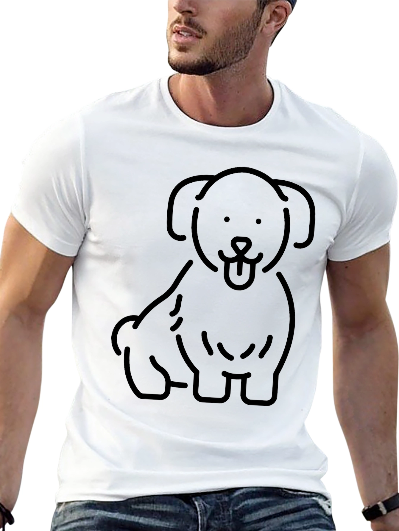 Mens Black Dog Graphic Tee - Casual Style