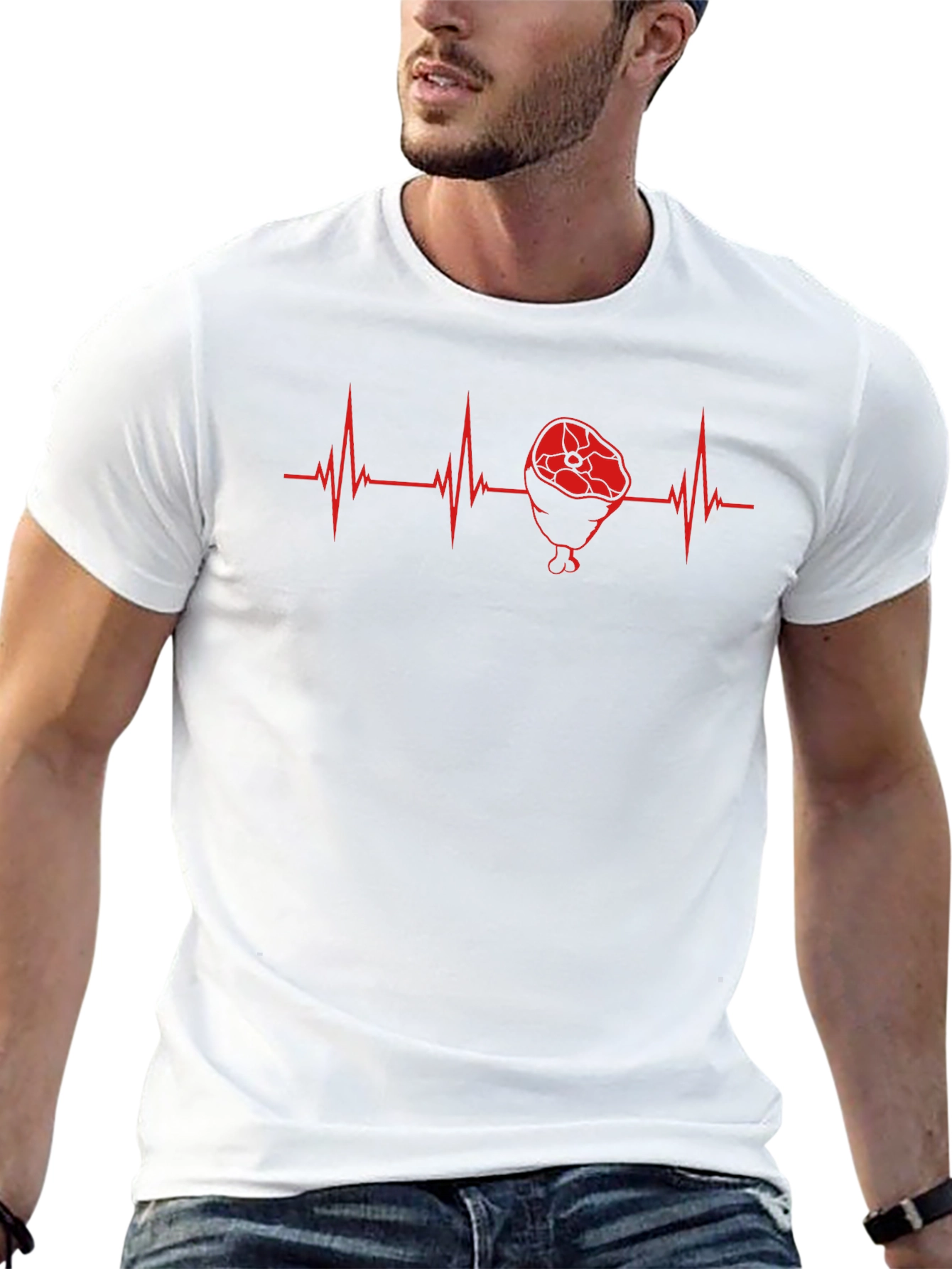 Meat Heartbeat T-Shirt - Funny BBQ Lover Tee