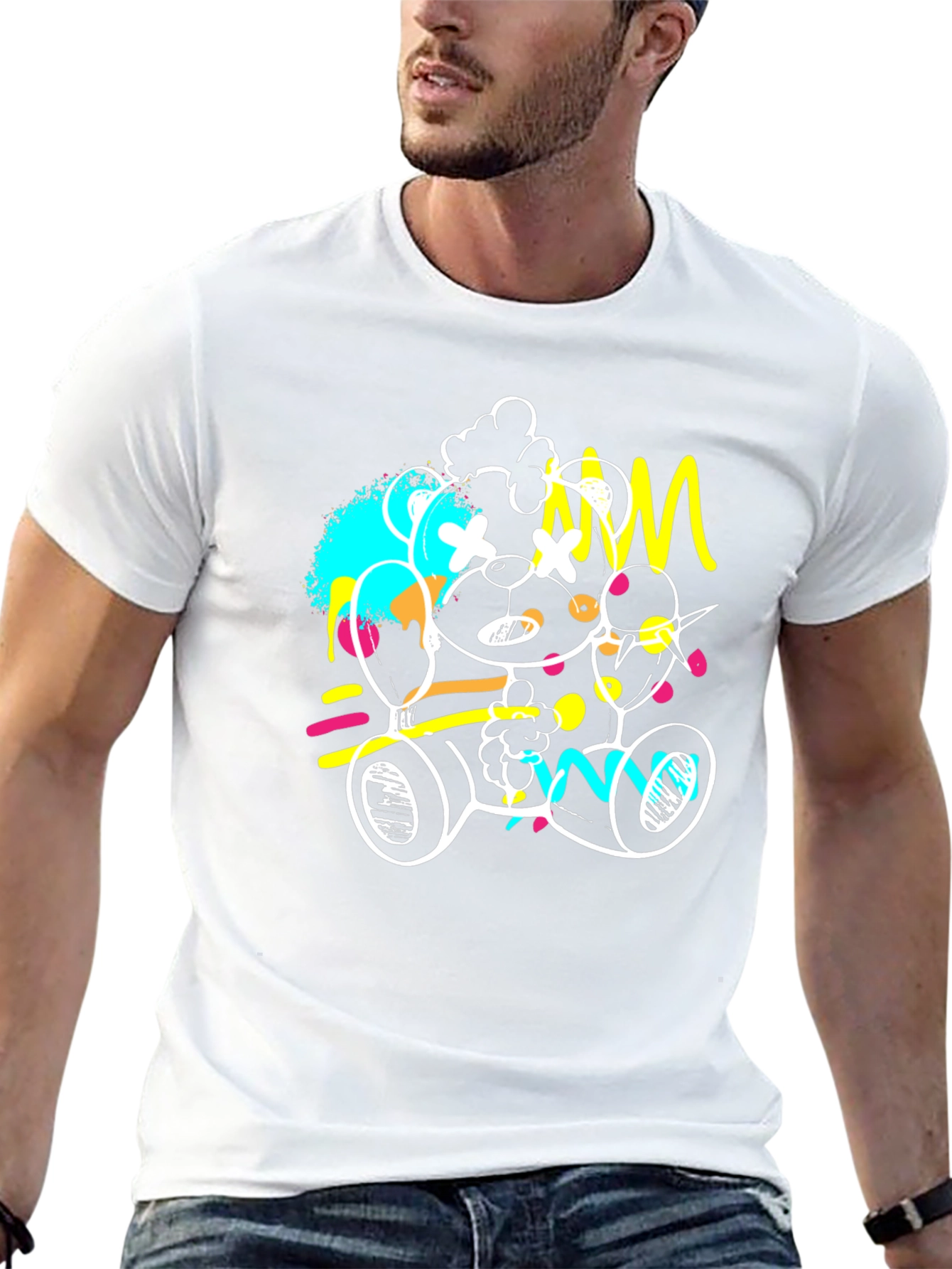 Abstract Teddy Bear Graphic Tee