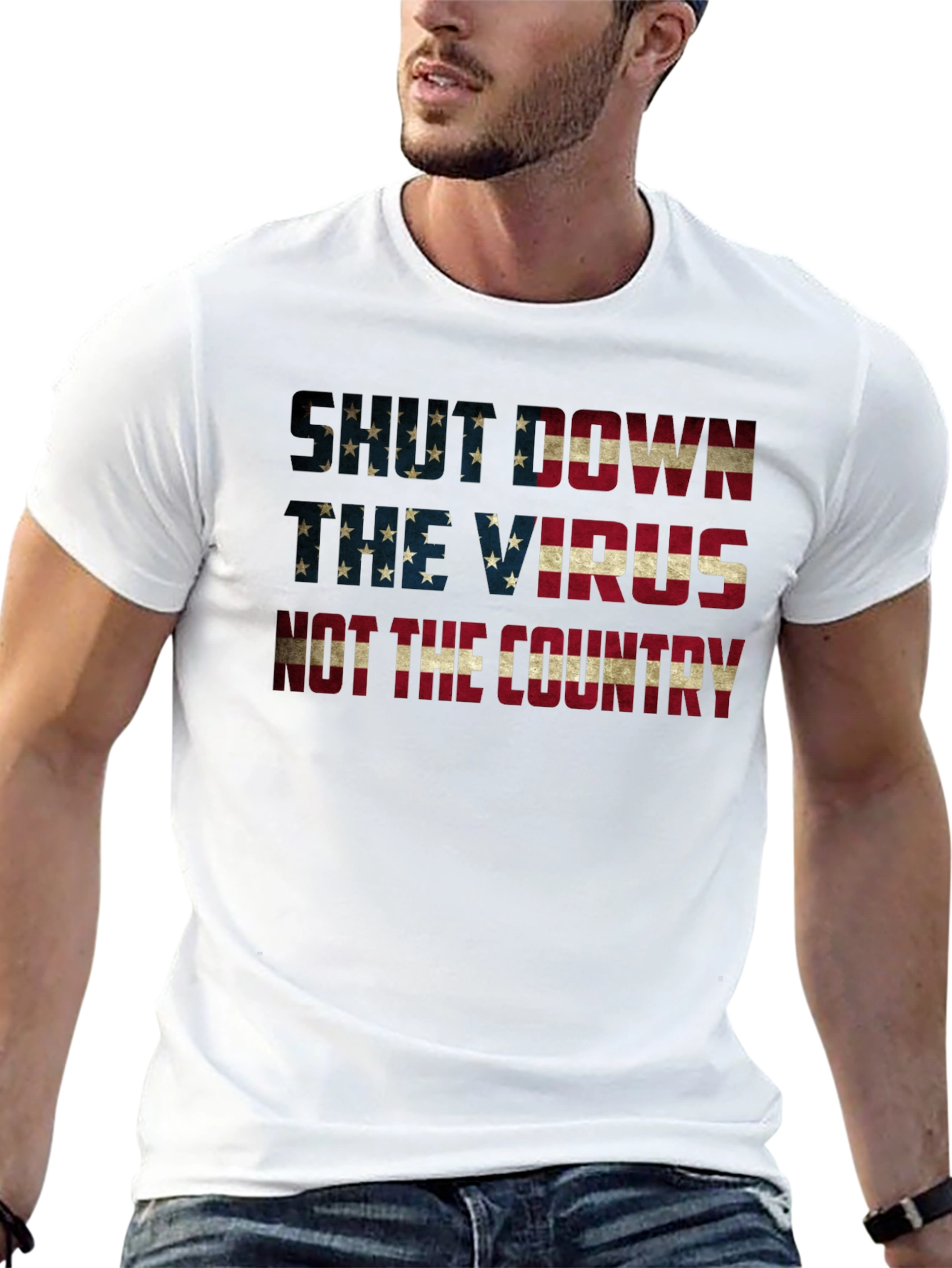 Shut Down Virus Not Country Patriotic T-Shirt
