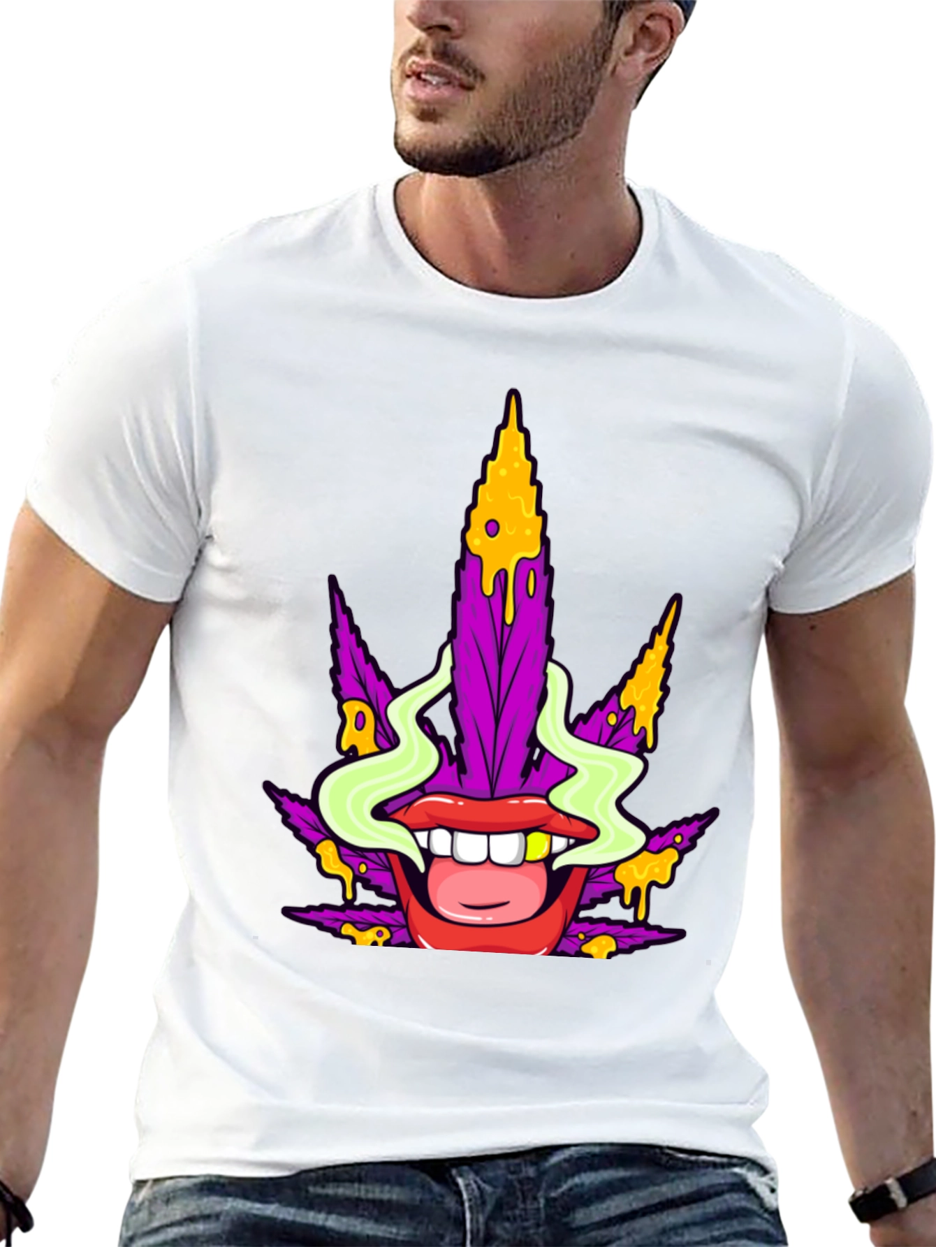 Marijuana Lips Graphic T-Shirt