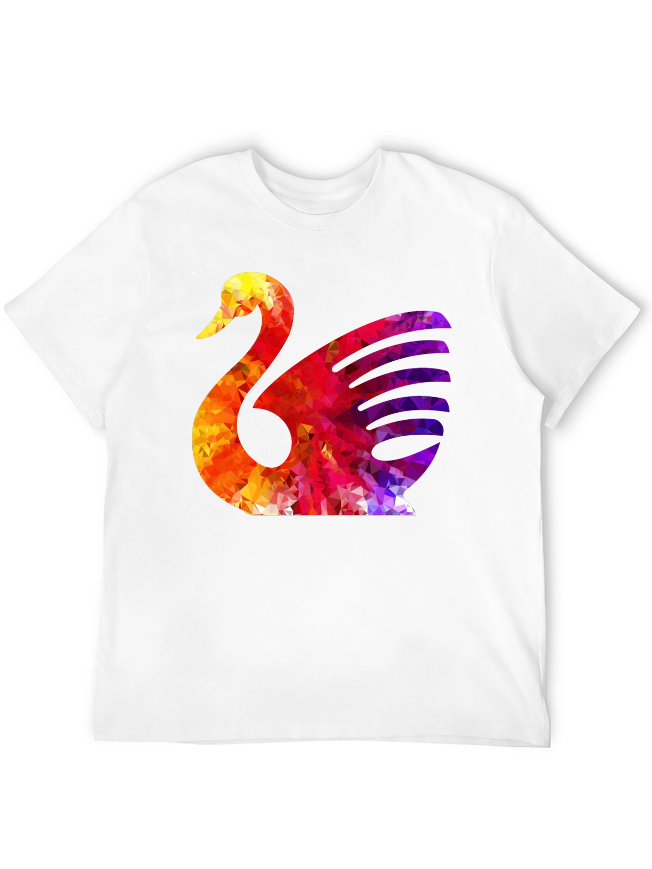 Geometric Swan Graphic T-Shirt - Stylish Bird Tee