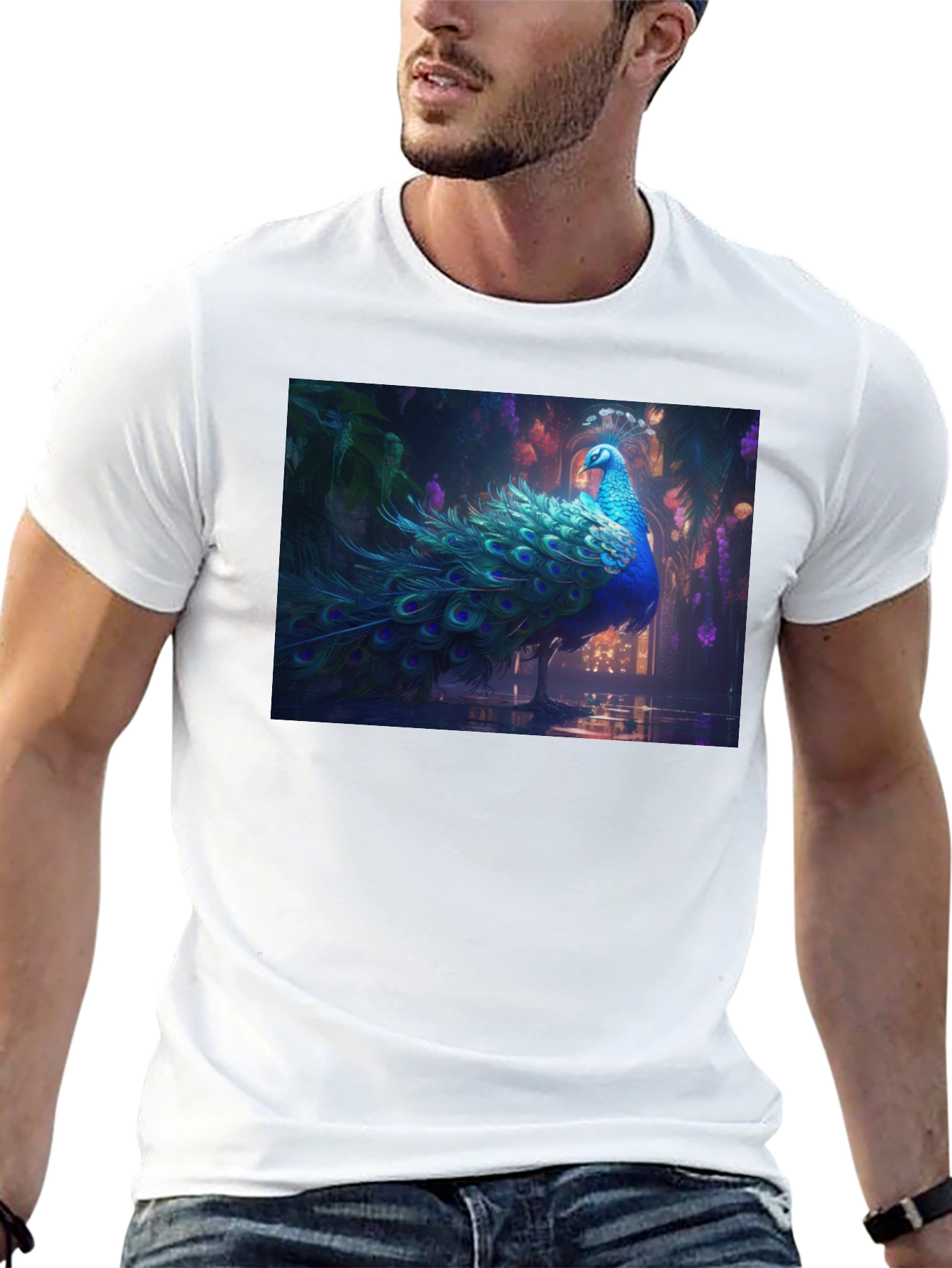 Peacock Graphic Tee - Stylish Mens T-Shirt