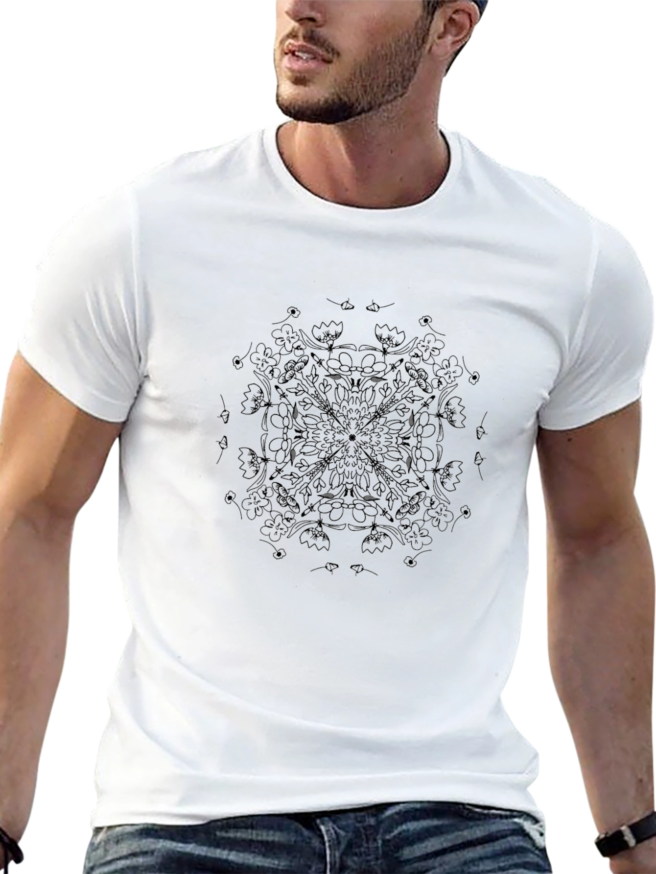 Black Mandala Print T-Shirt - Stylish Casual Wear