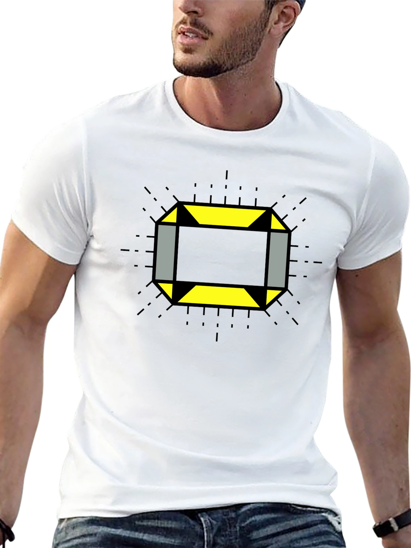 Geometric Square Graphic Tee - Modern Style