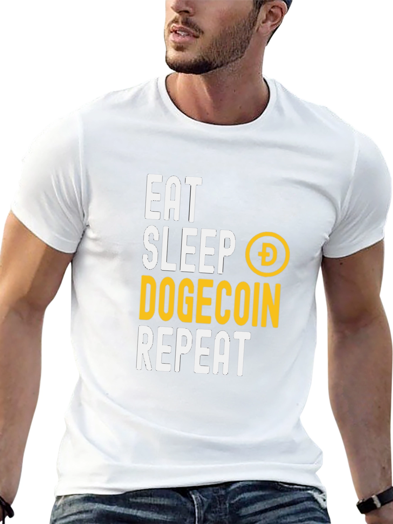 Eat Sleep Dogecoin Repeat Graphic Tee - Crypto Shirt