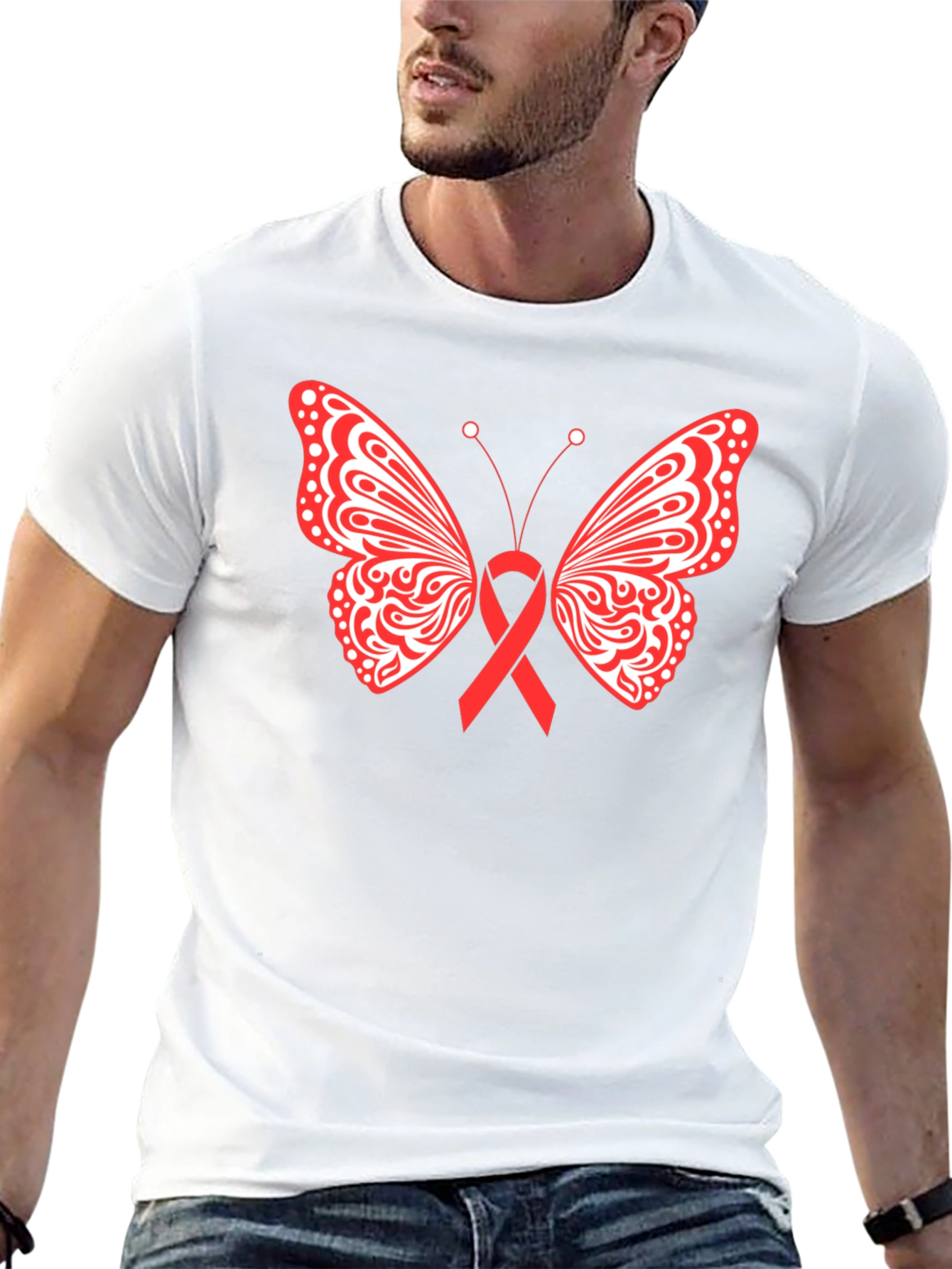 Butterfly Ribbon Graphic Tee - Black