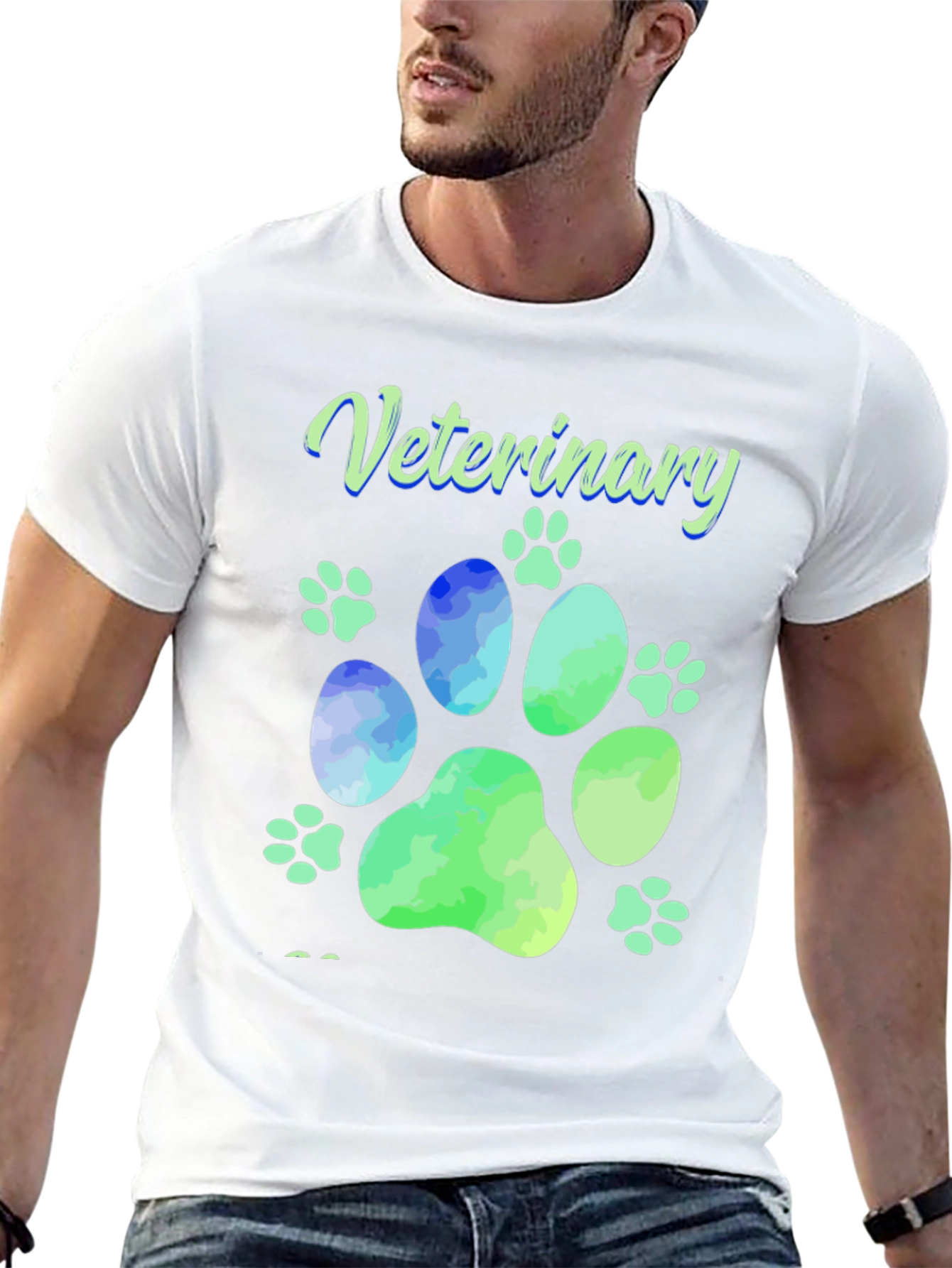 Veterinary Paw Print Graphic T-Shirt