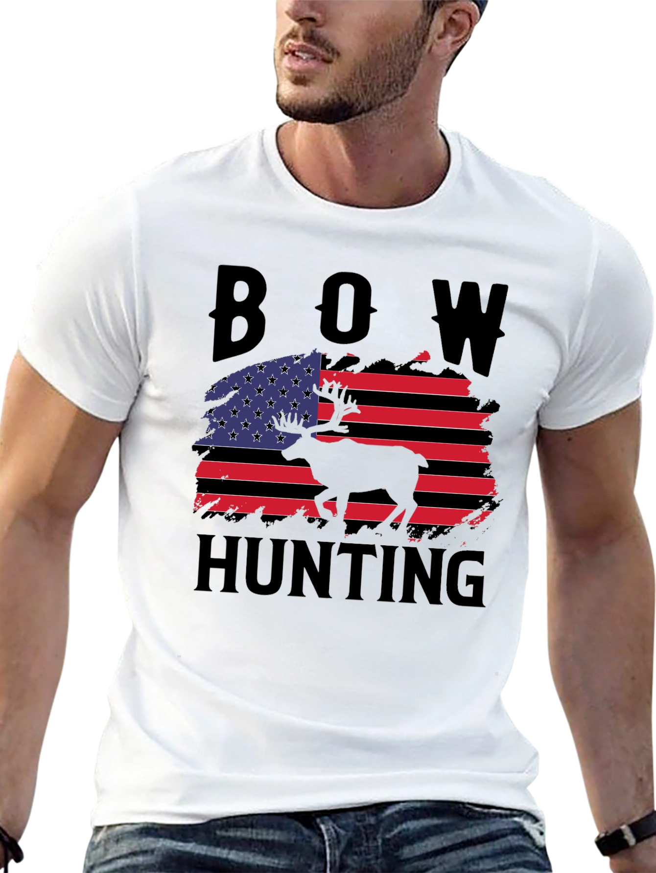 Bow Hunting USA Flag Graphic T-Shirt