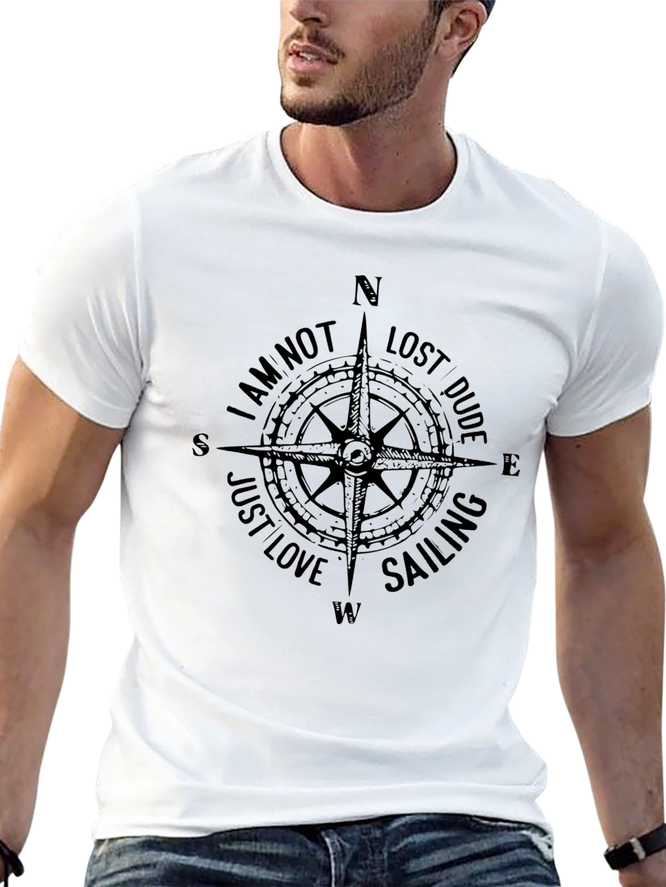 Nautical Compass T-Shirt - Not Lost Just Love Sailing