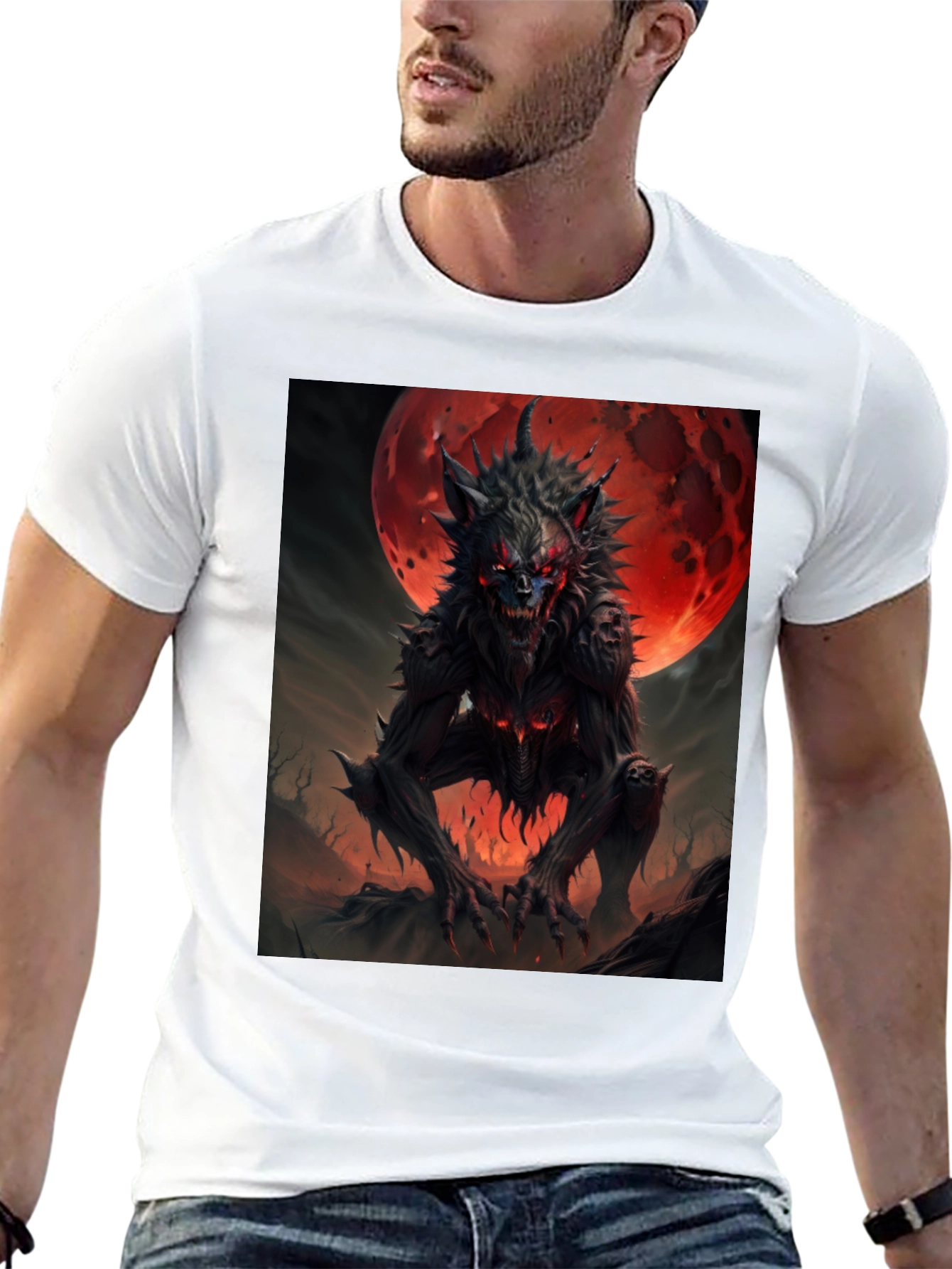 Werewolf Graphic Tee - Creepy Moon T-Shirt