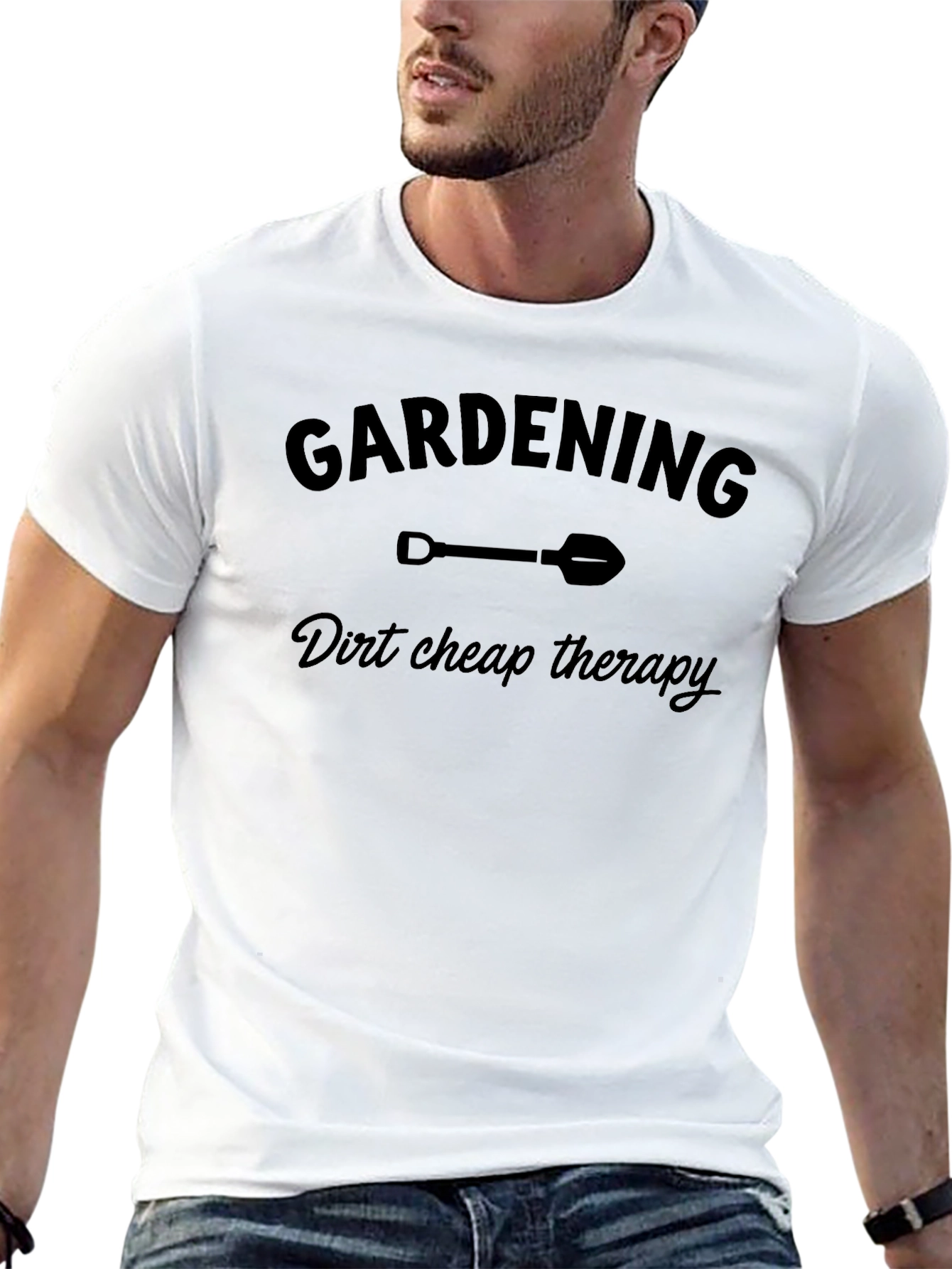 Gardening Dirt Cheap Therapy Black Graphic Tee