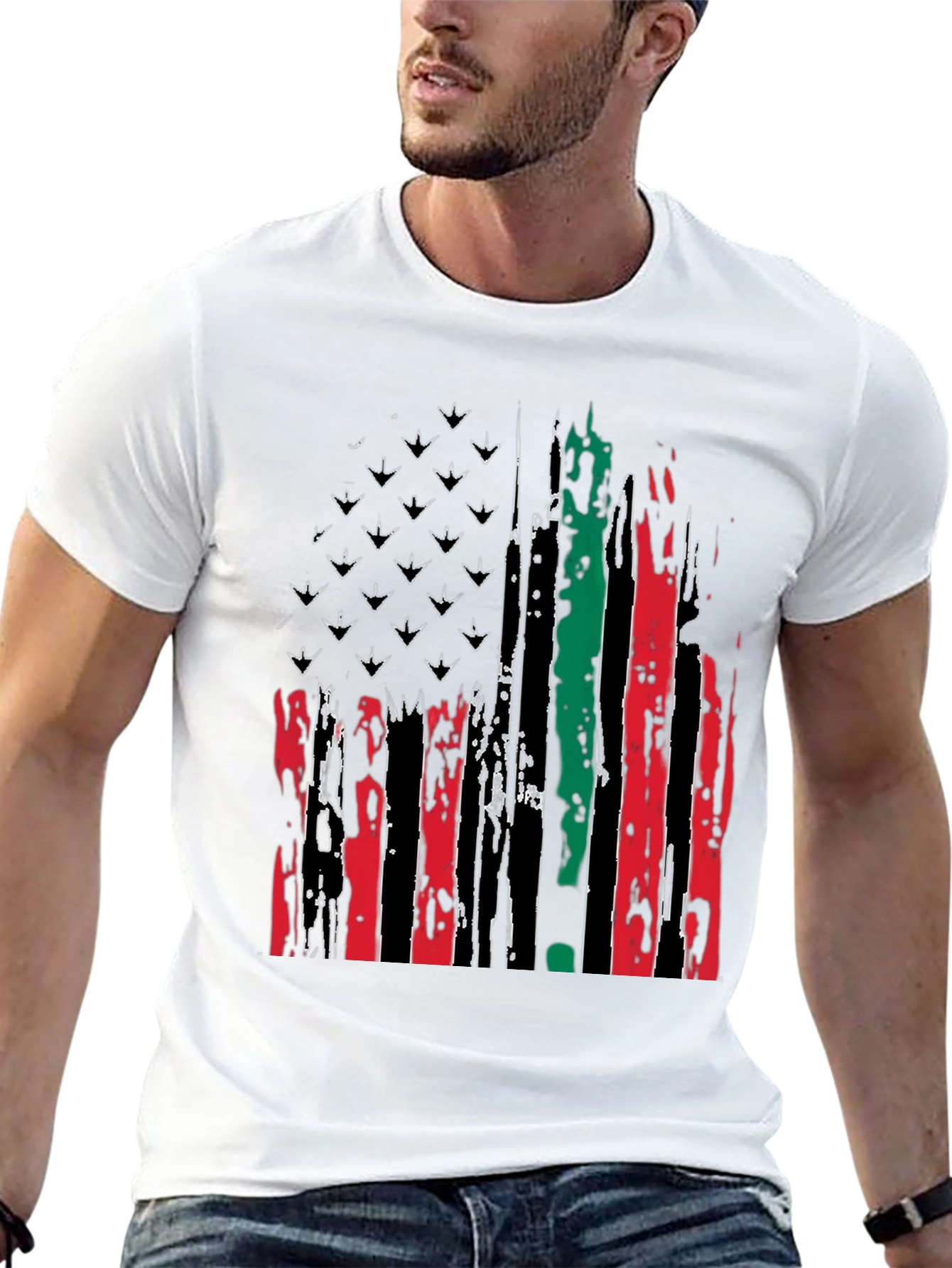 Distressed Pan-African American Flag Graphic Tee