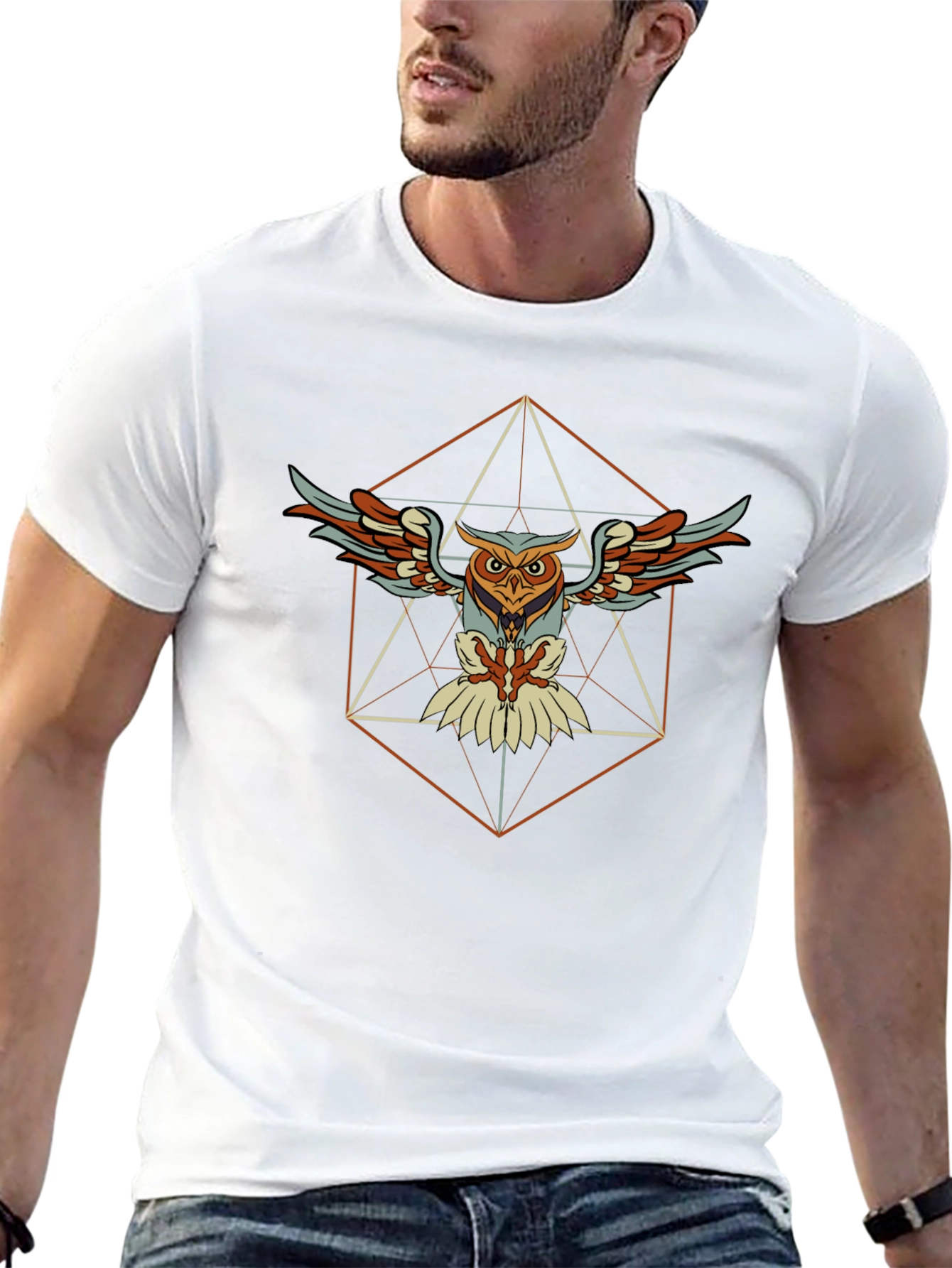 Geometric Owl T-Shirt - Stylish Graphic Tee