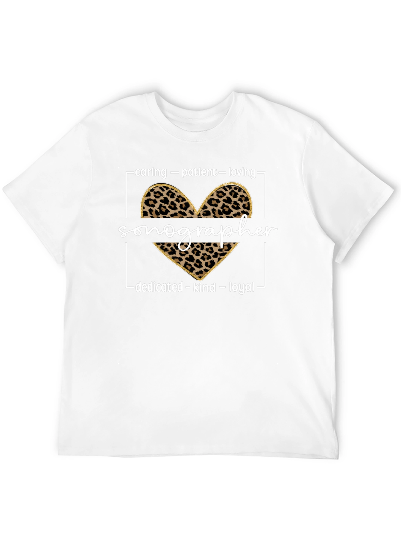 Sonographer Leopard Heart T-Shirt
