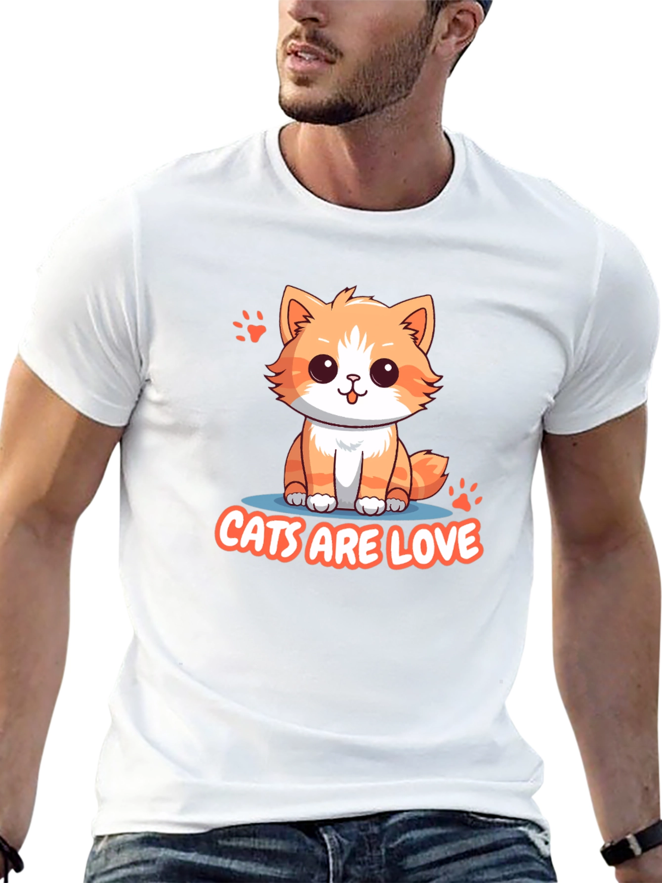 Cute Cats Are Love Black T-Shirt