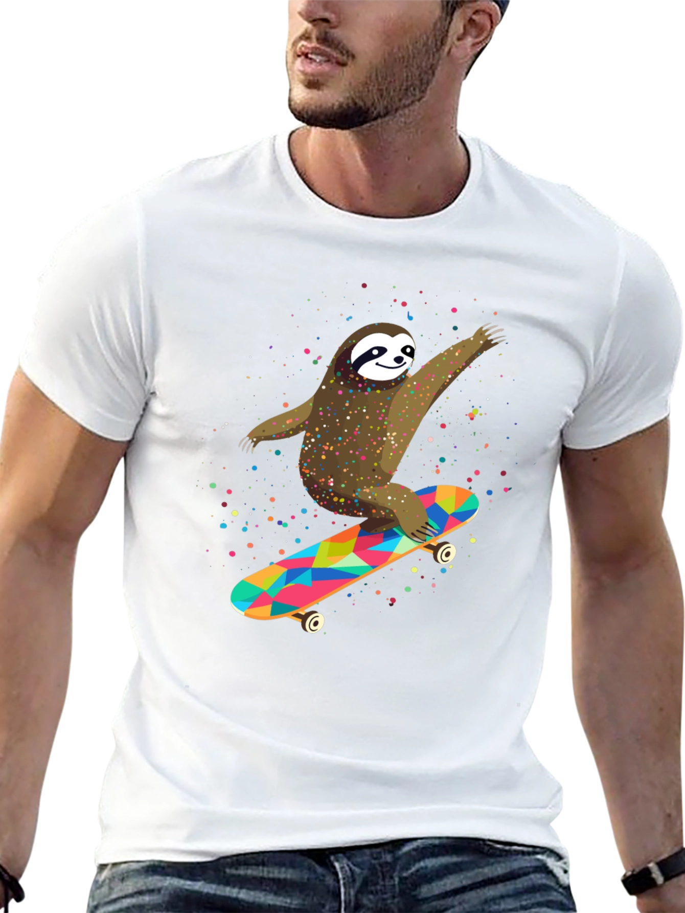 Sloth Skateboarder Graphic Tee - Fun & Unique Design