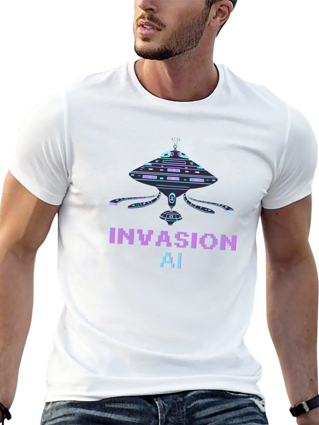 Invasion AI T-Shirt - Sci-Fi Graphic Tee