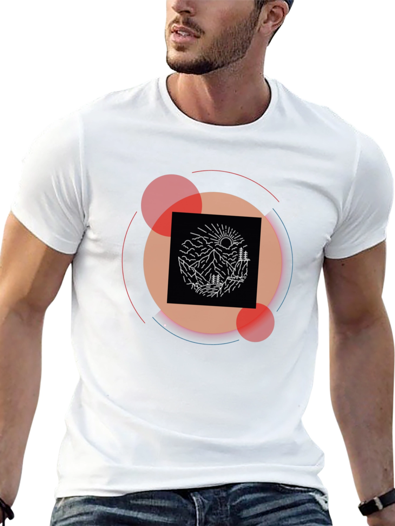 Mountain Graphic Black Tee | Modern Geometric Design