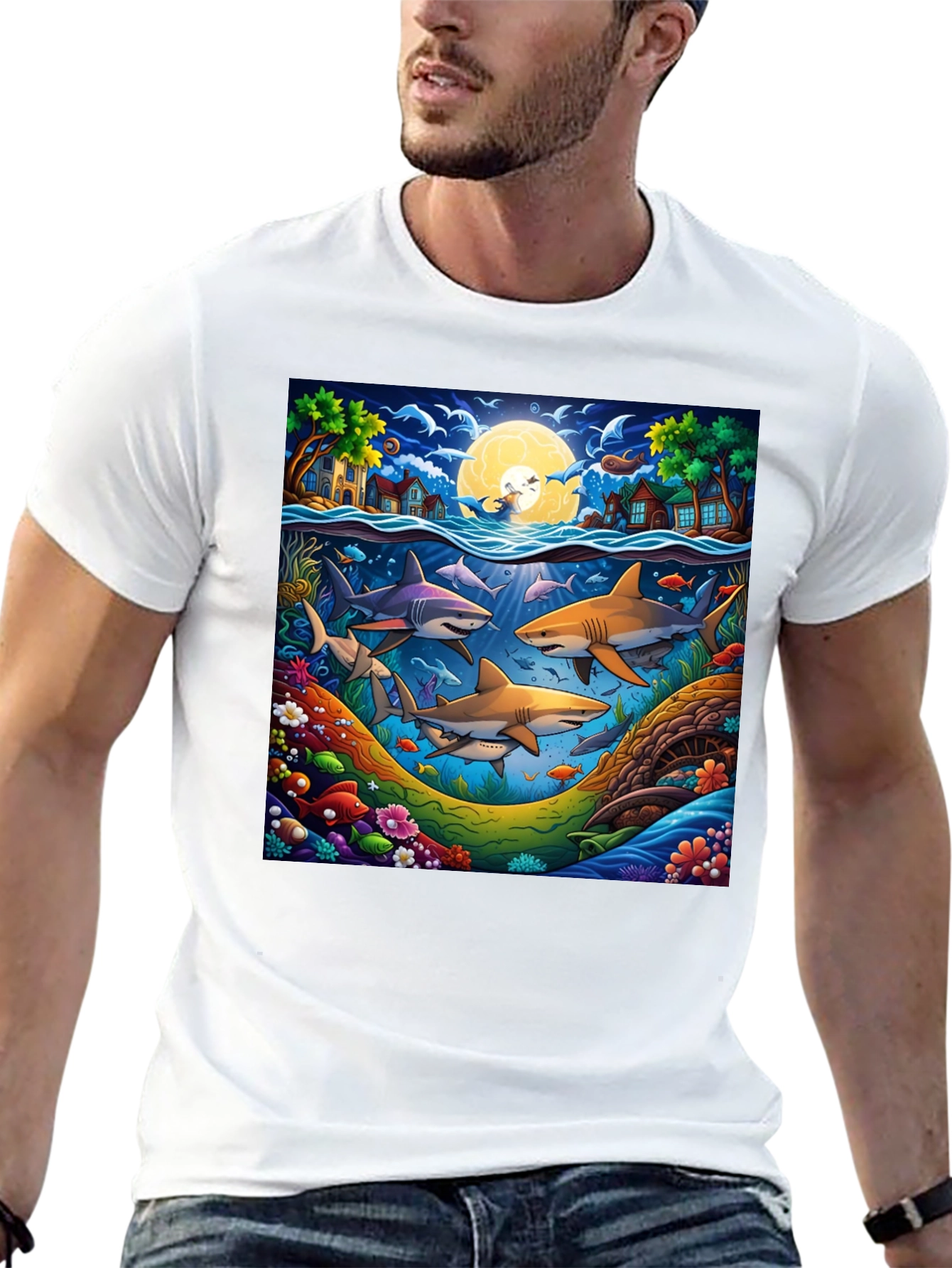 Shark Scene Graphic Tee