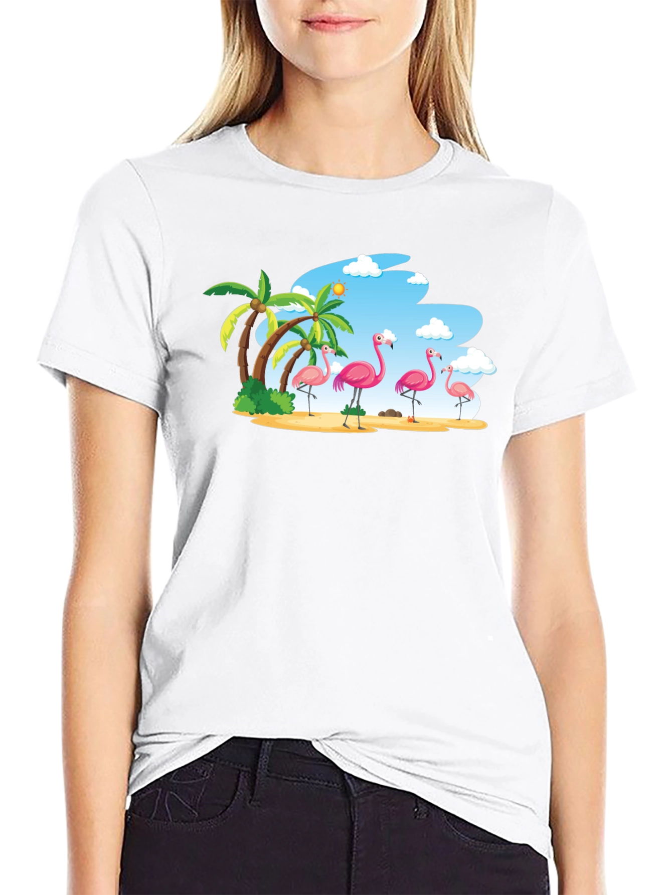 Tropical Flamingo Island T-Shirt