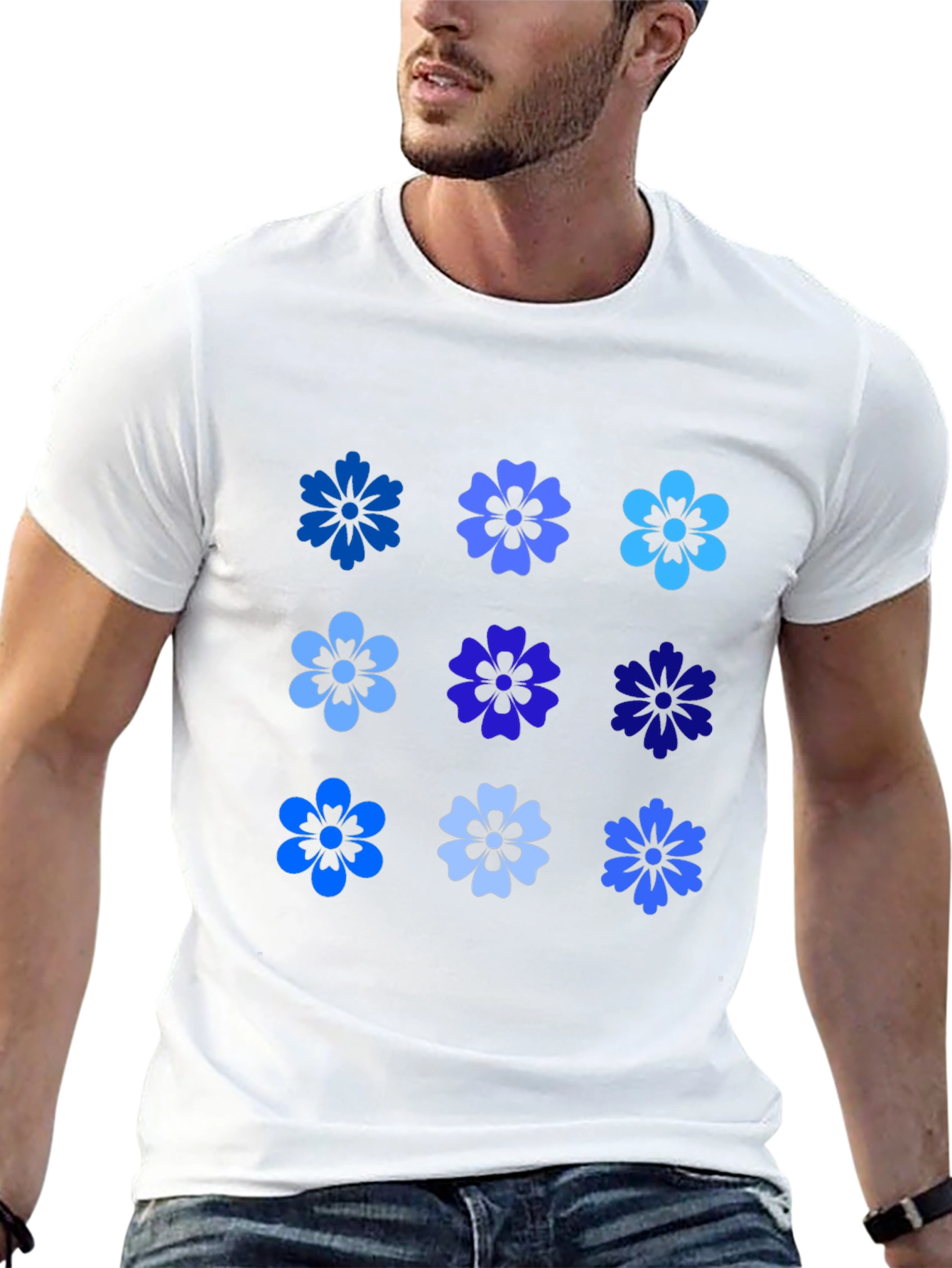 Blue Floral Print T-Shirt
