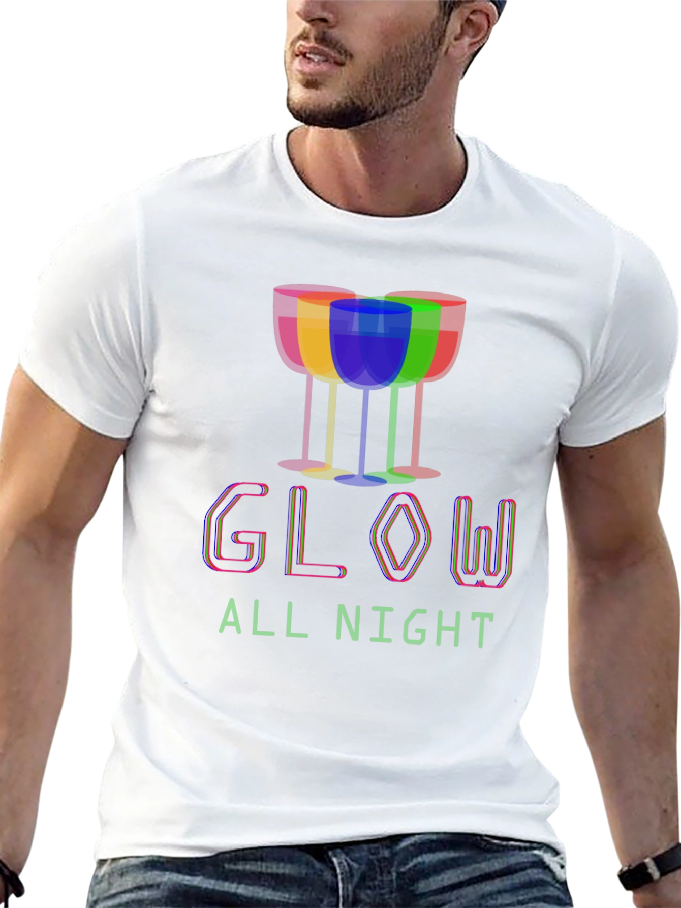 Glow All Night Graphic Tee - Party Shirt