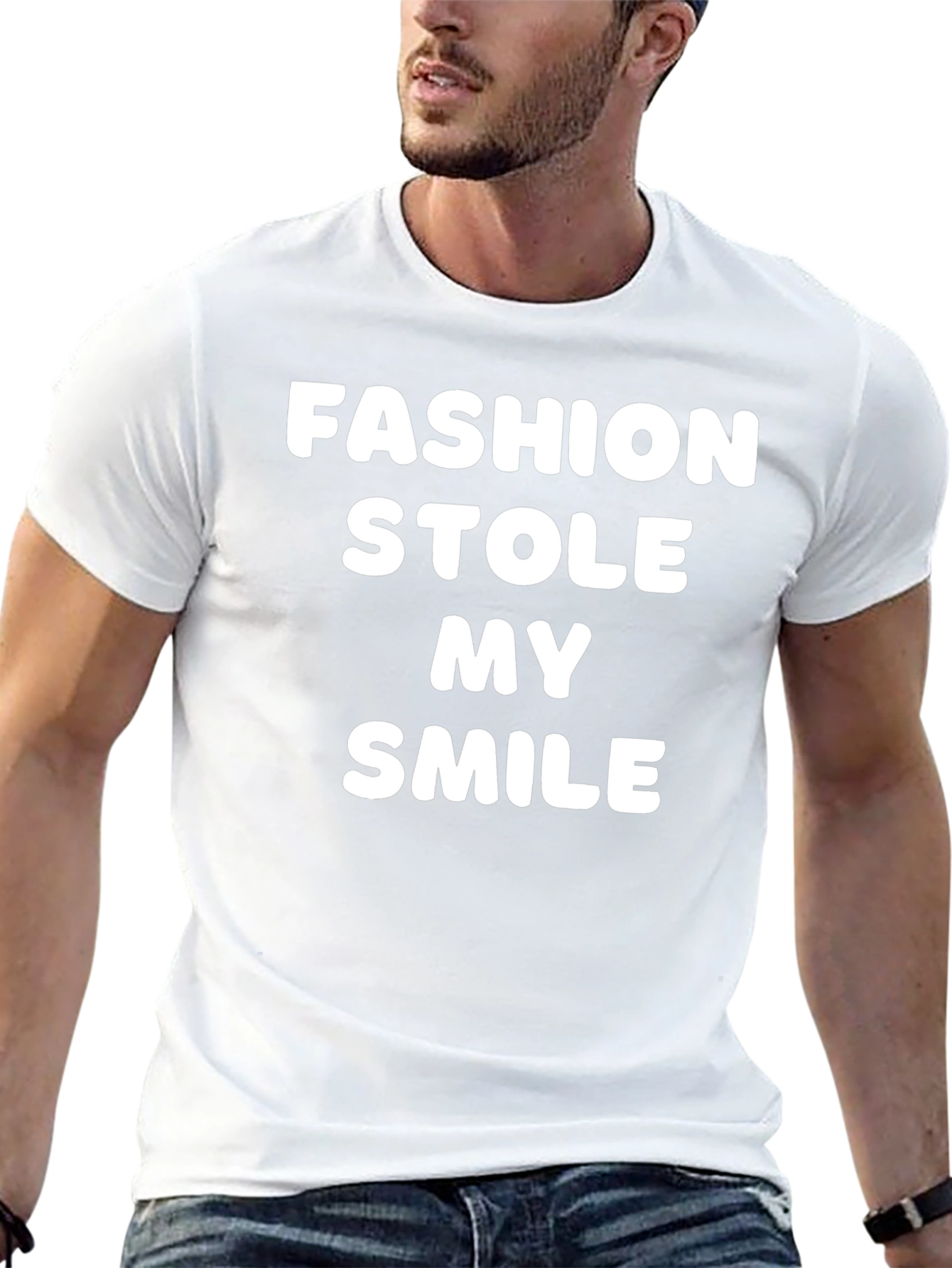 Fashion Stole My Smile Graphic Tee - Black
