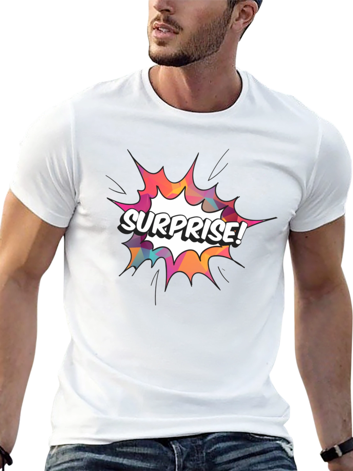 Surprise! Graphic Print Crew Neck T-Shirt