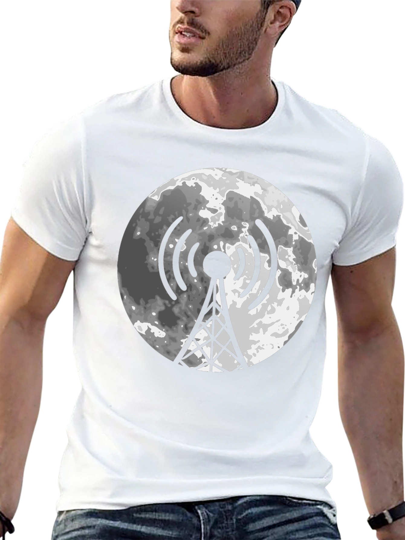 Lunar Tower Graphic Tee - Black Cotton Blend