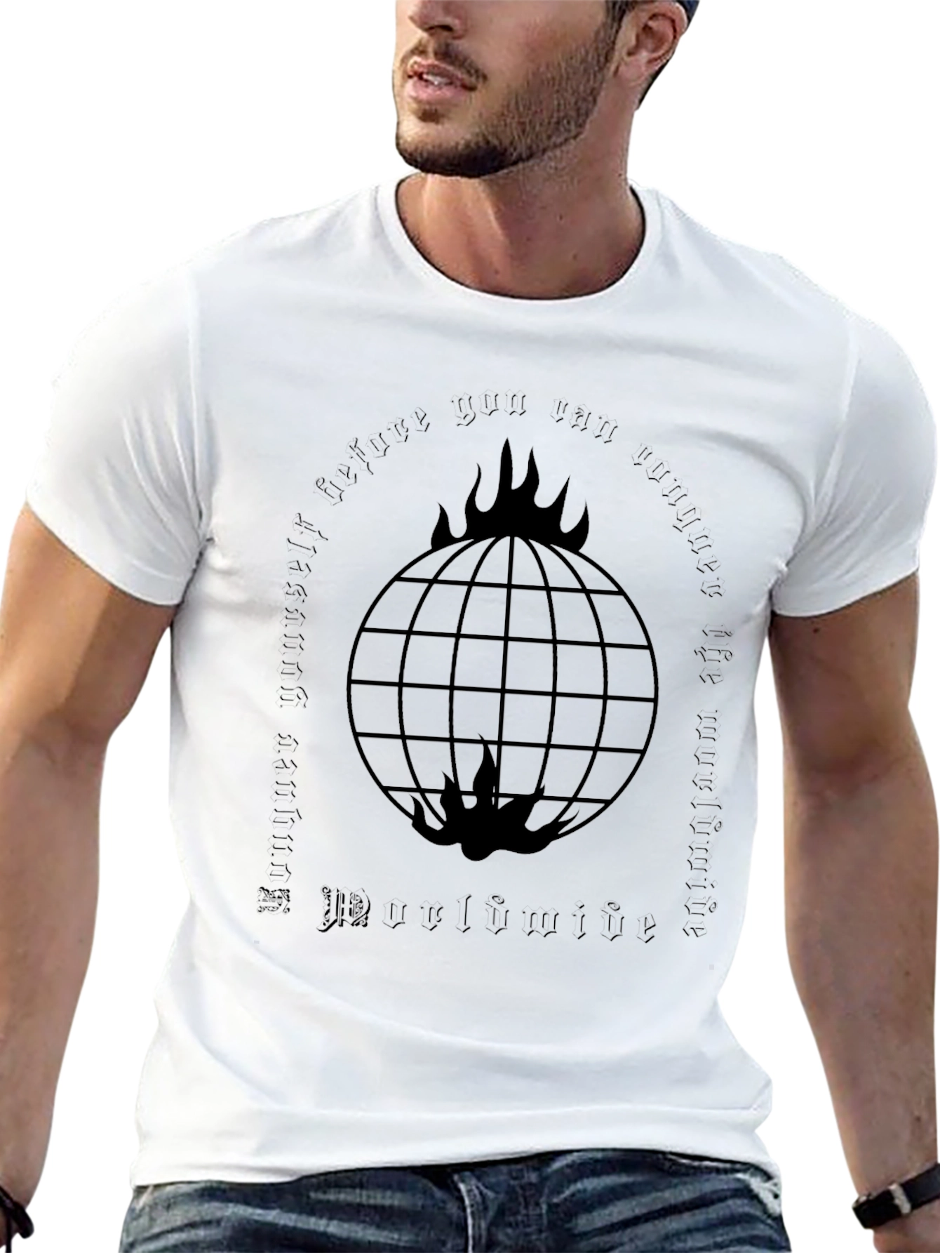 Burning Globe Graphic Tee - Black
