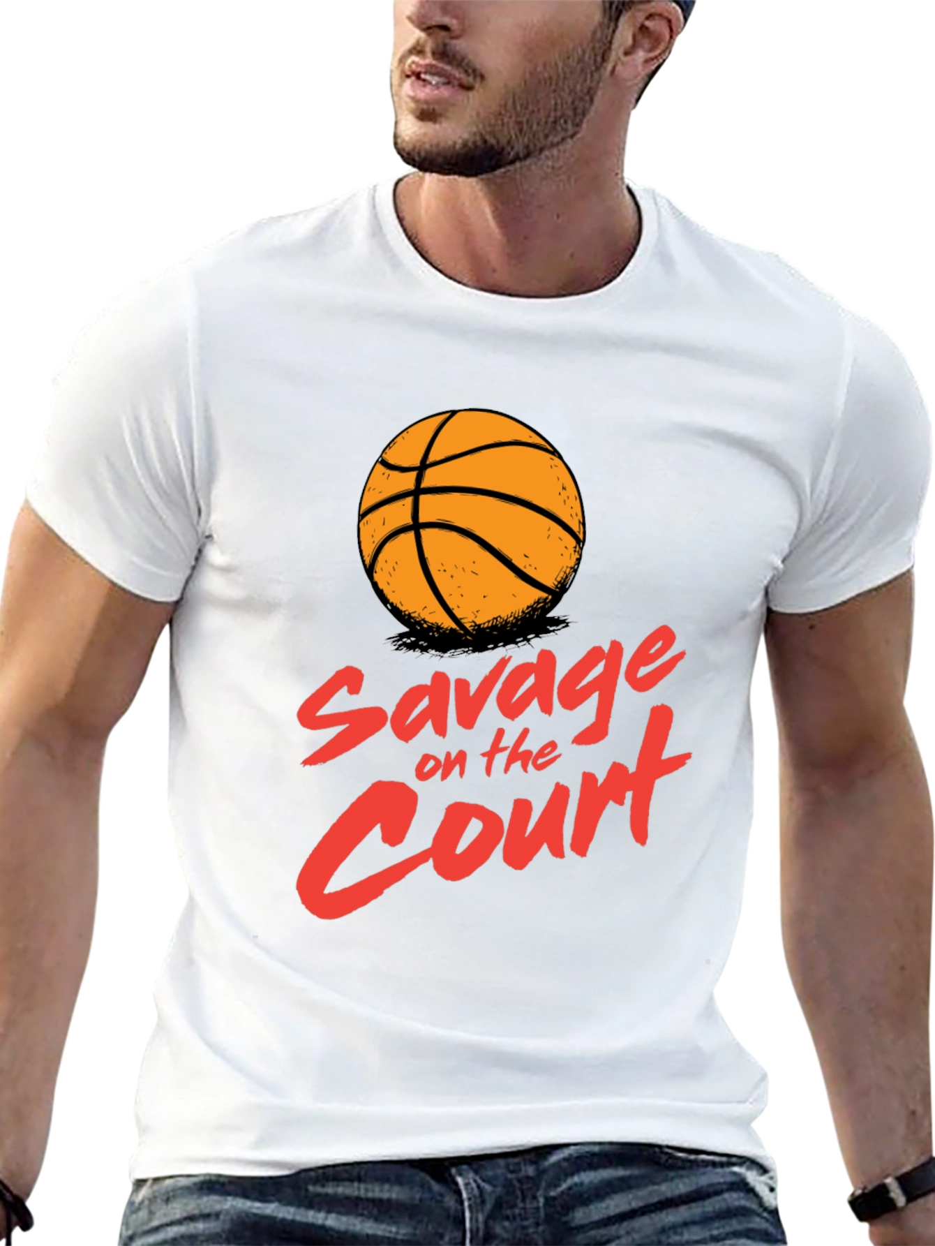 Savage On The Court Basketball Graphic T-Shirt