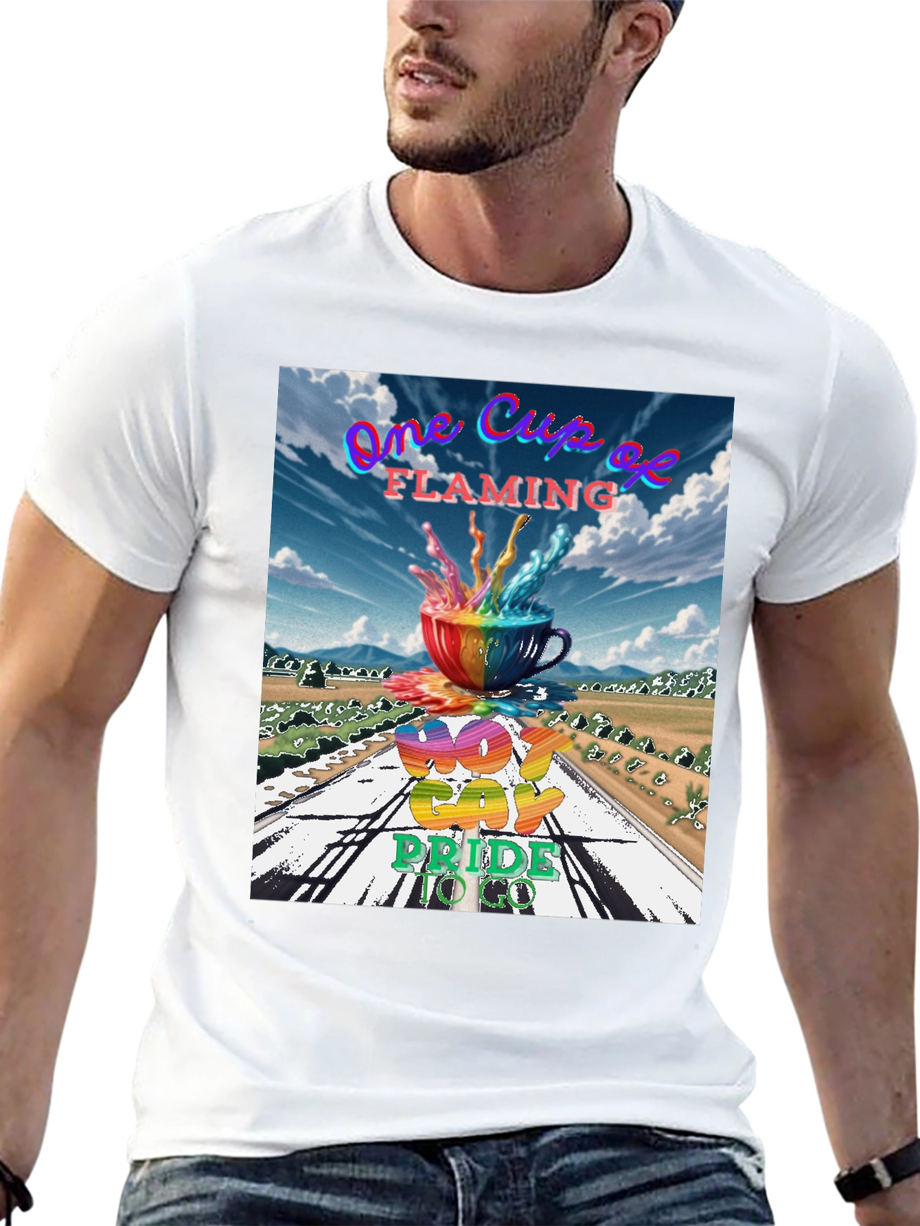 One Cup of Flaming Gay Pride T-Shirt
