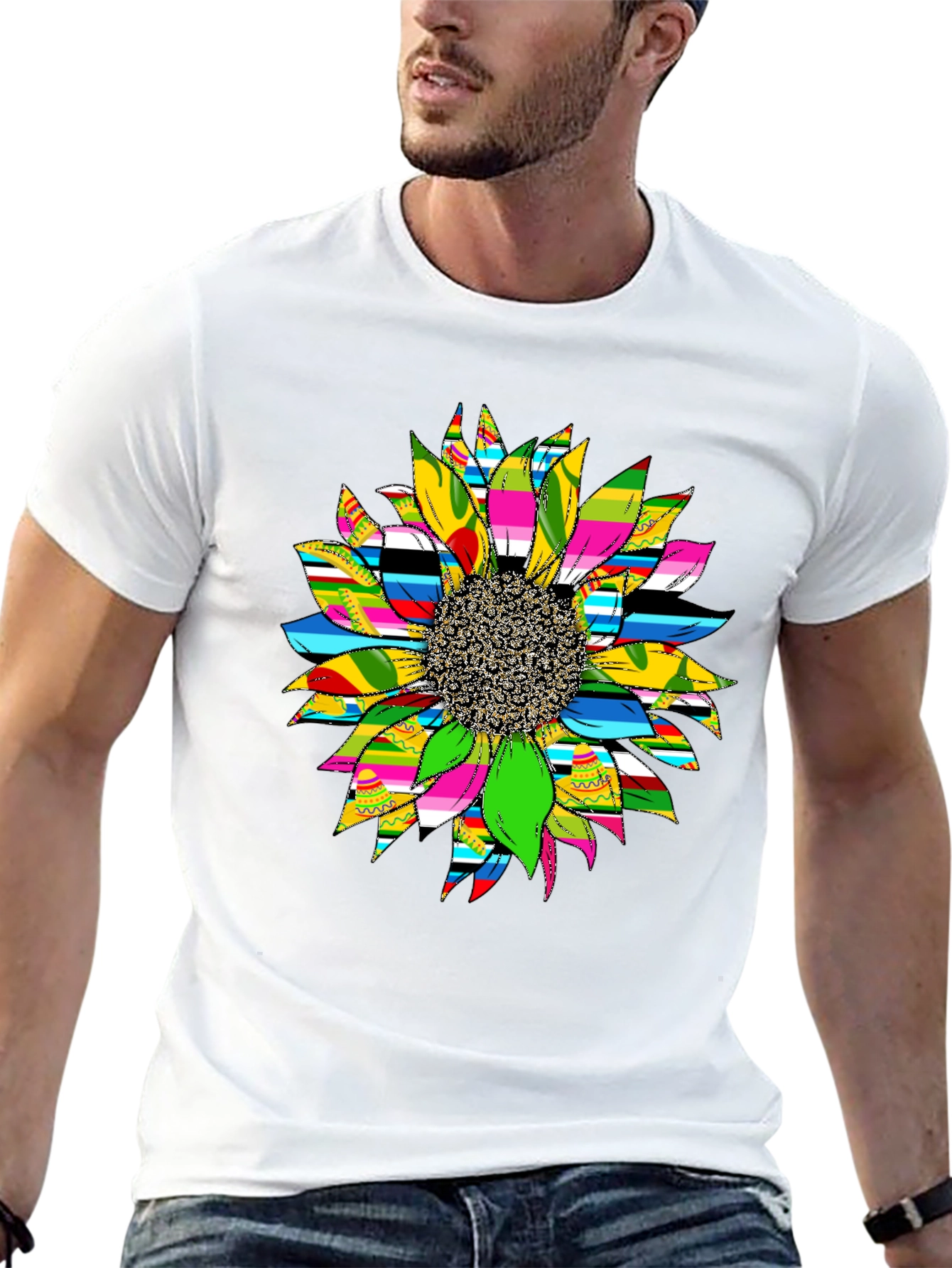 Sunflower Graphic Print Black T-Shirt